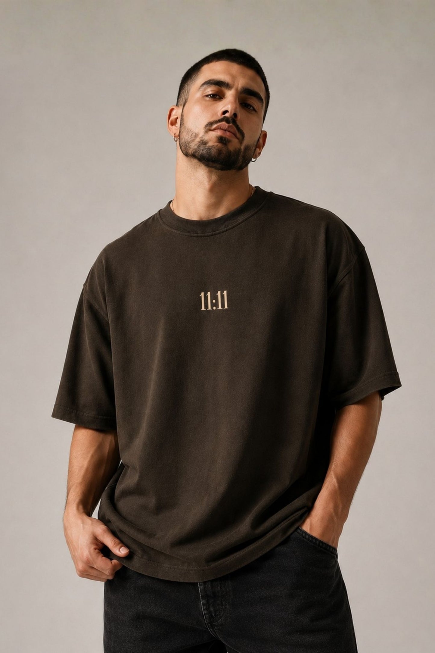 11:11 Minimal Brown Oversized T-Shirt