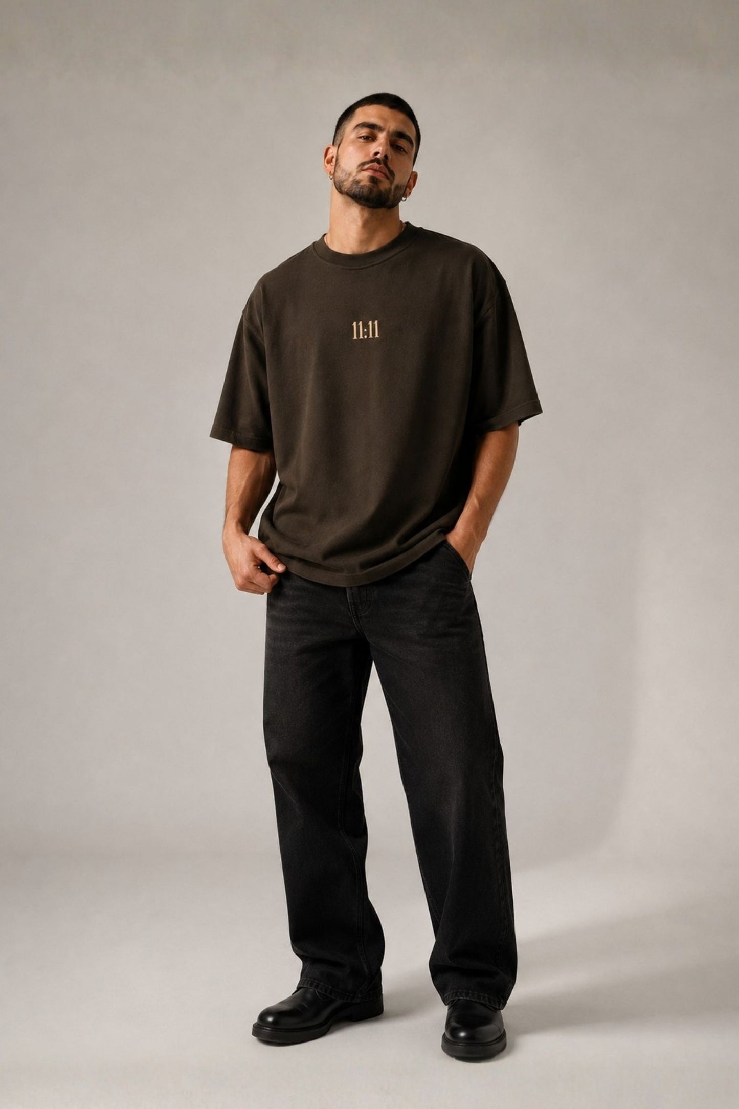 11:11 Minimal Brown Oversized T-Shirt