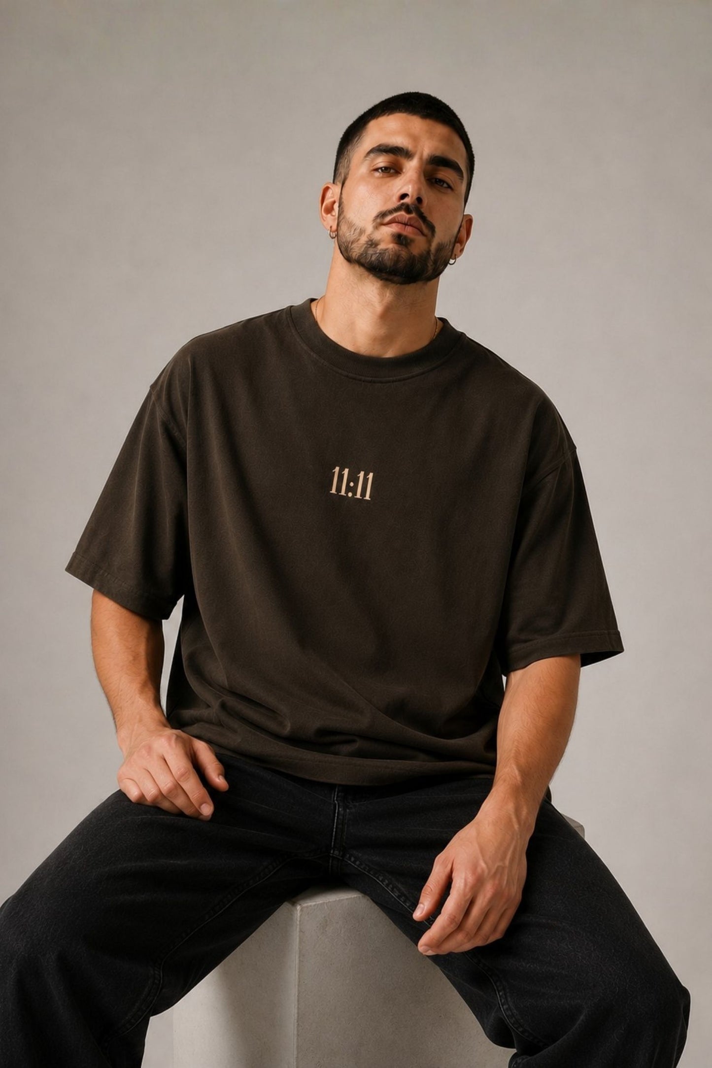 11:11 Minimal Brown Oversized T-Shirt