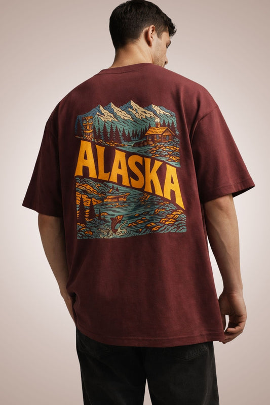 Alaska Maroon Premium Oversized T-Shirt