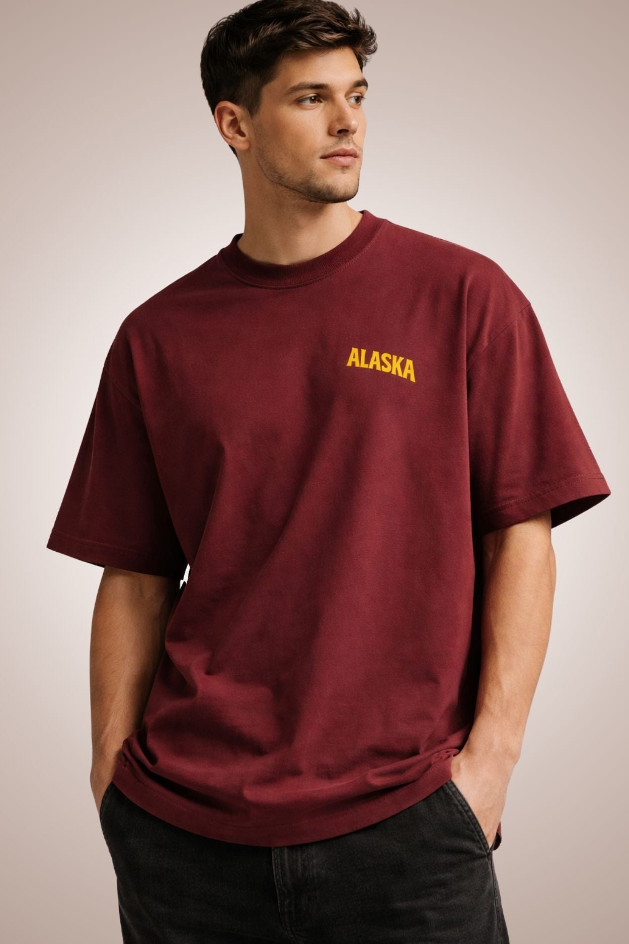 Alaska Maroon Premium Oversized T-Shirt