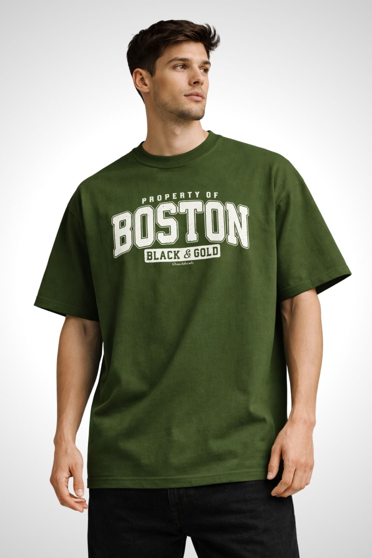 Boston Army Green Oversized T-Shirt