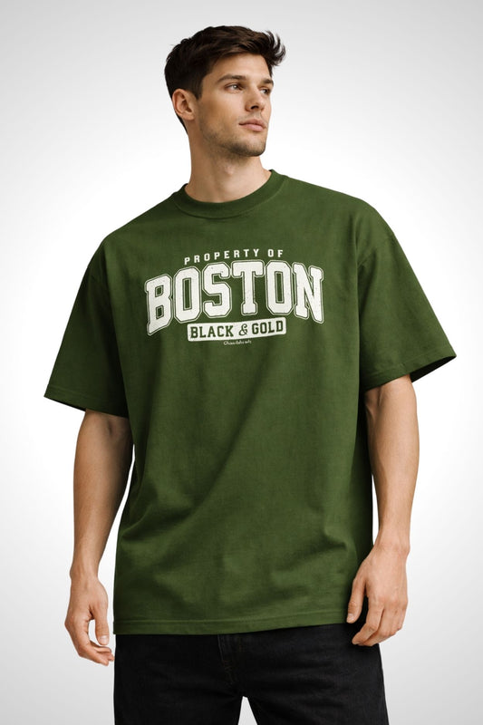 Boston Army Green Oversized T-Shirt