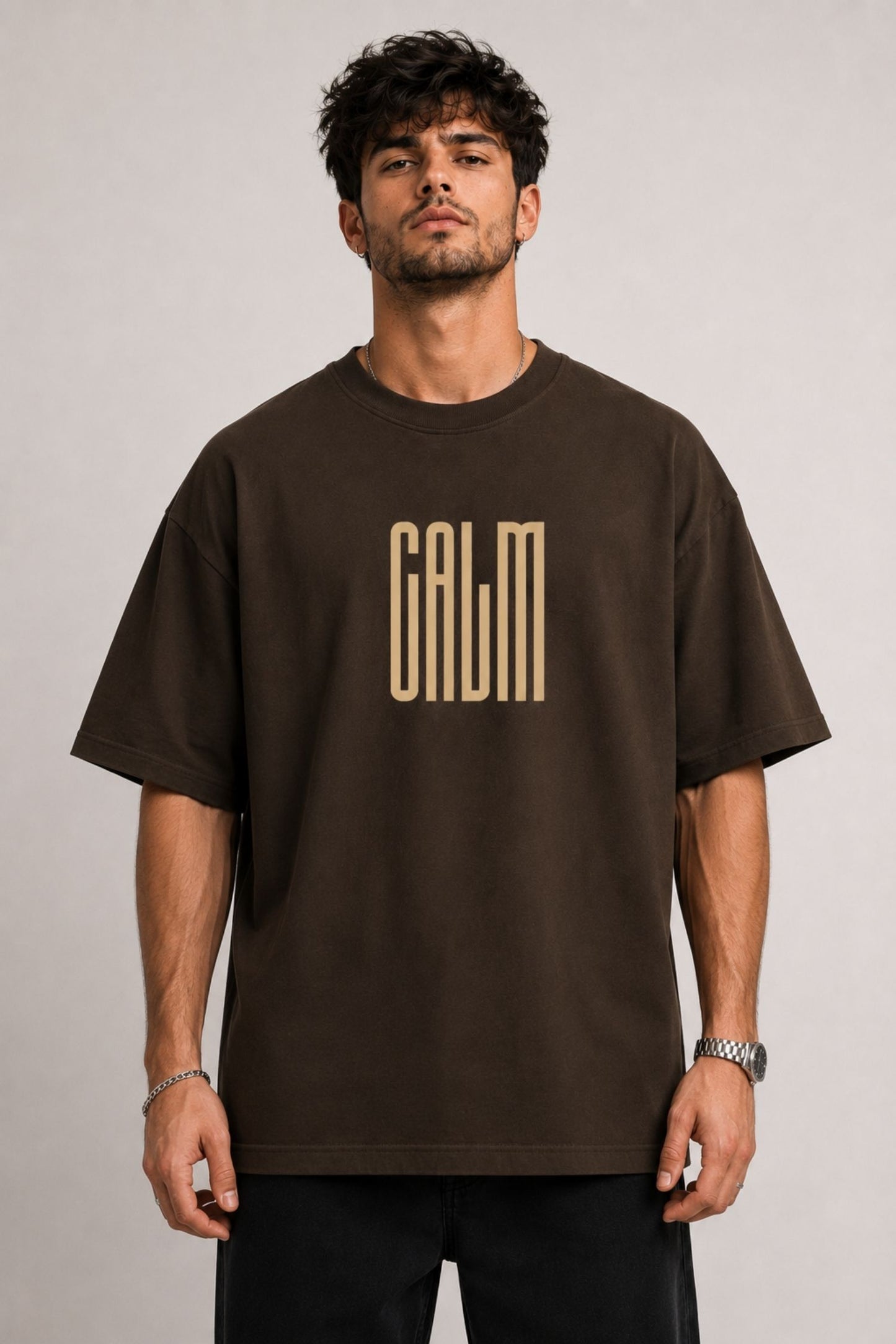 Calm Premium Brown Oversized T-Shirt