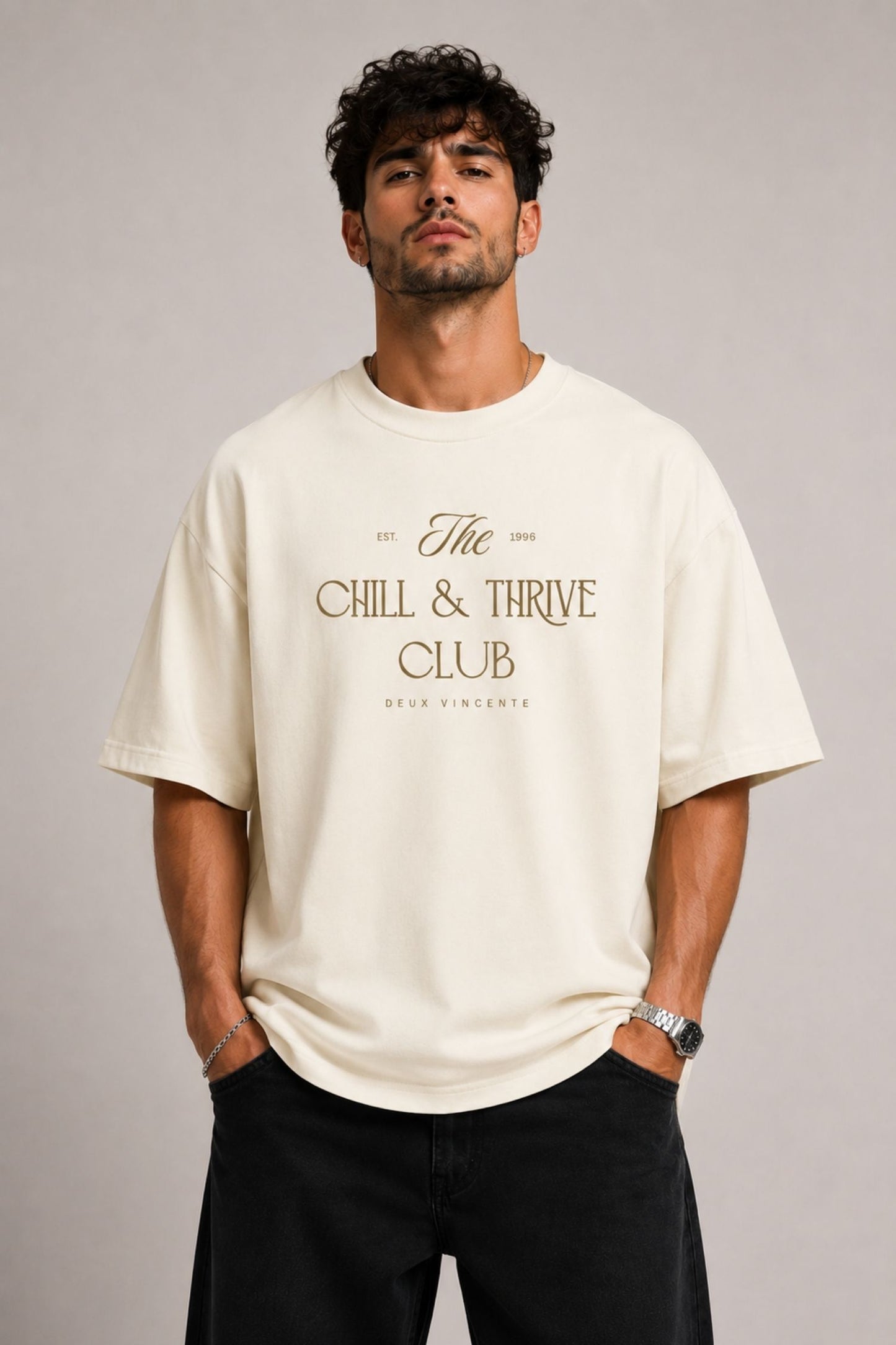 Chill & Thrive Club Premium Oversized T-Shirt