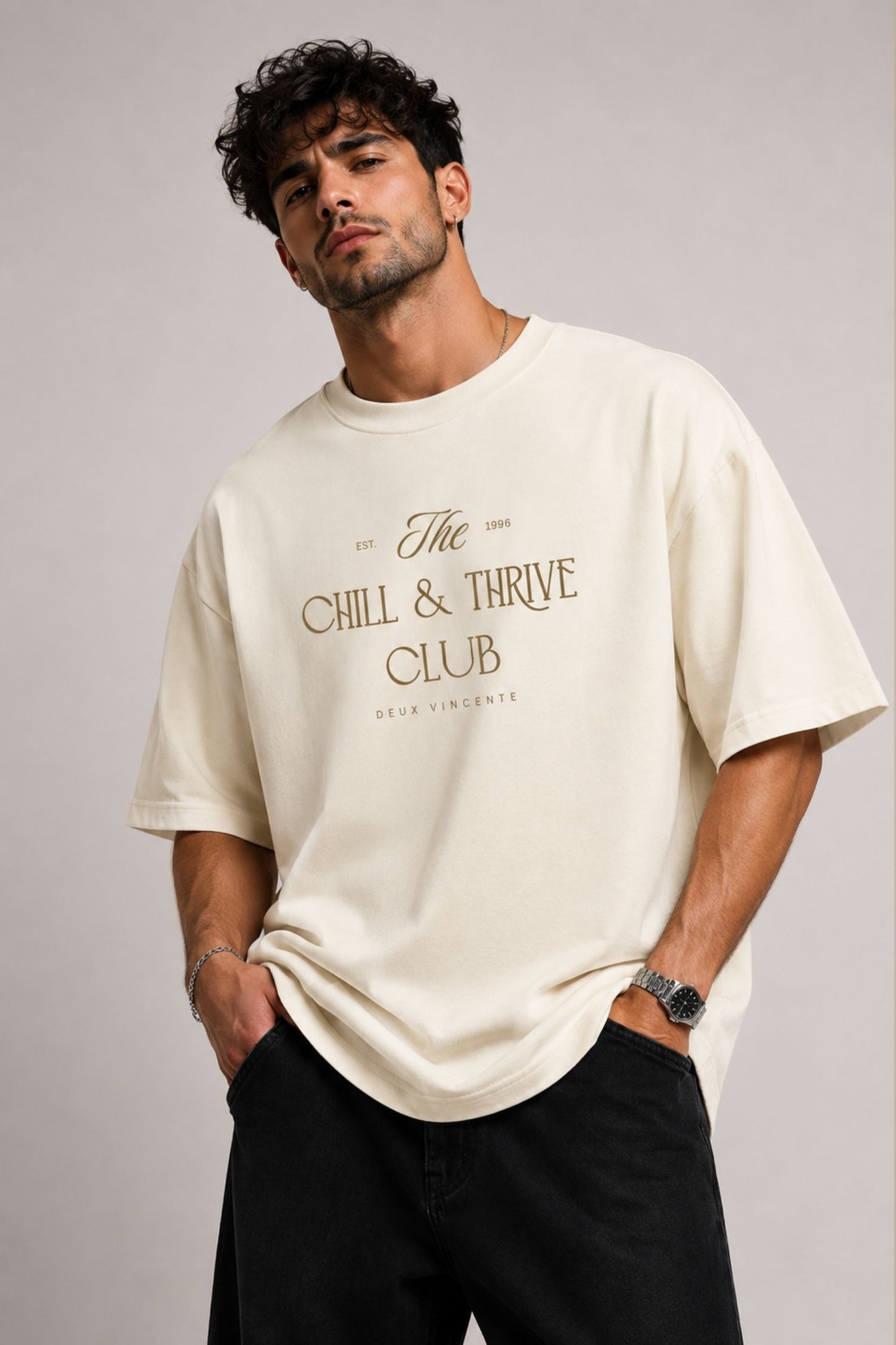 Chill & Thrive Club Premium Oversized T-Shirt