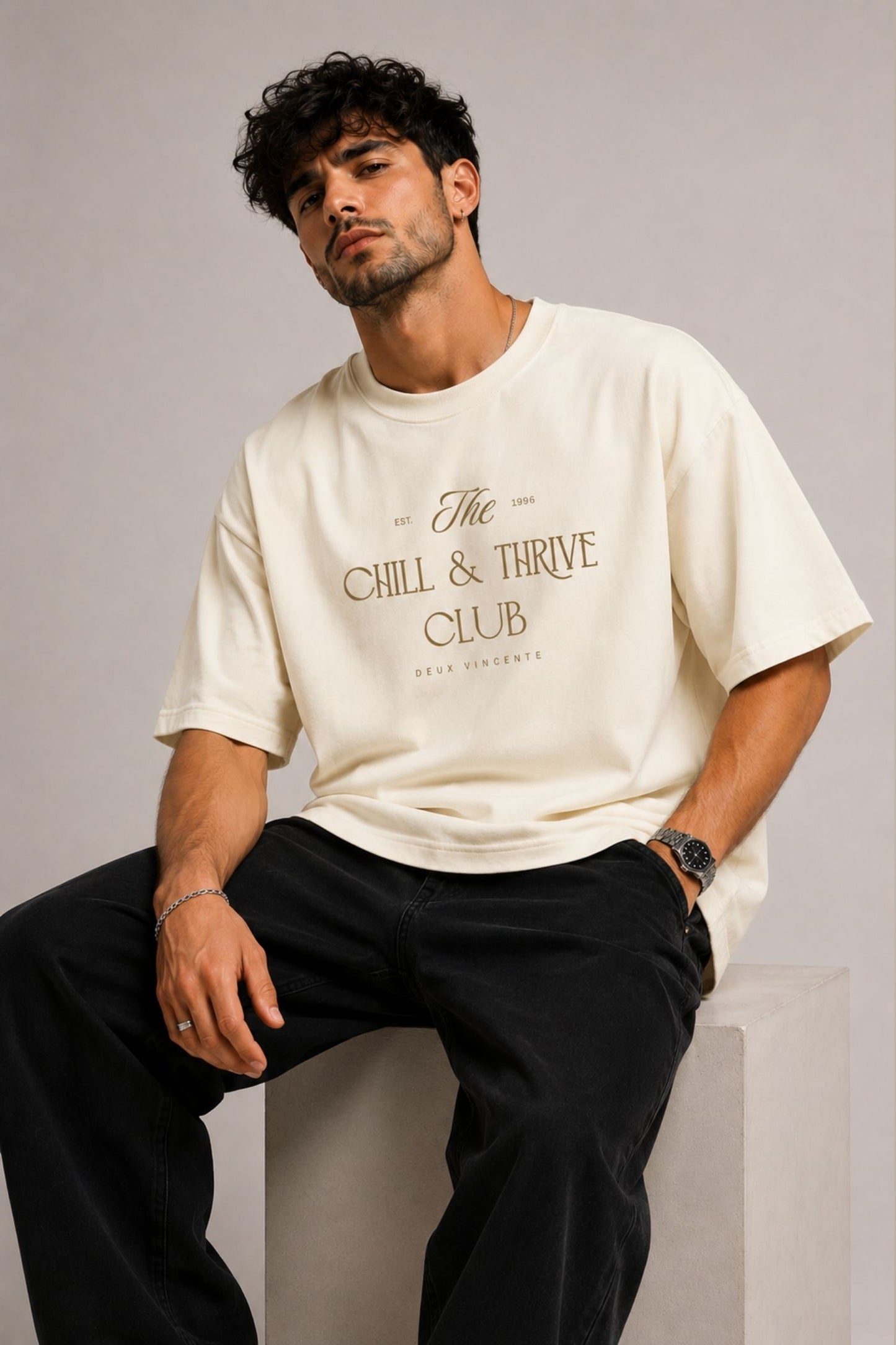 Chill & Thrive Club Premium Oversized T-Shirt