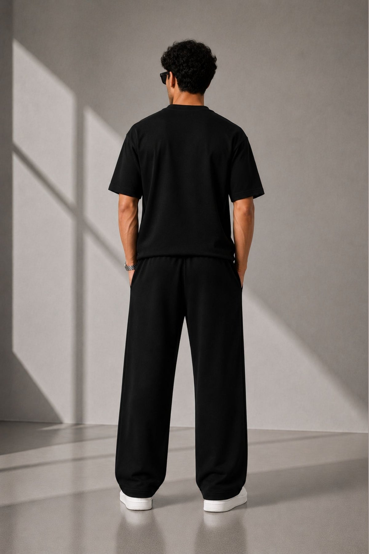Elevate Black Straight Fit Cotton Jogger