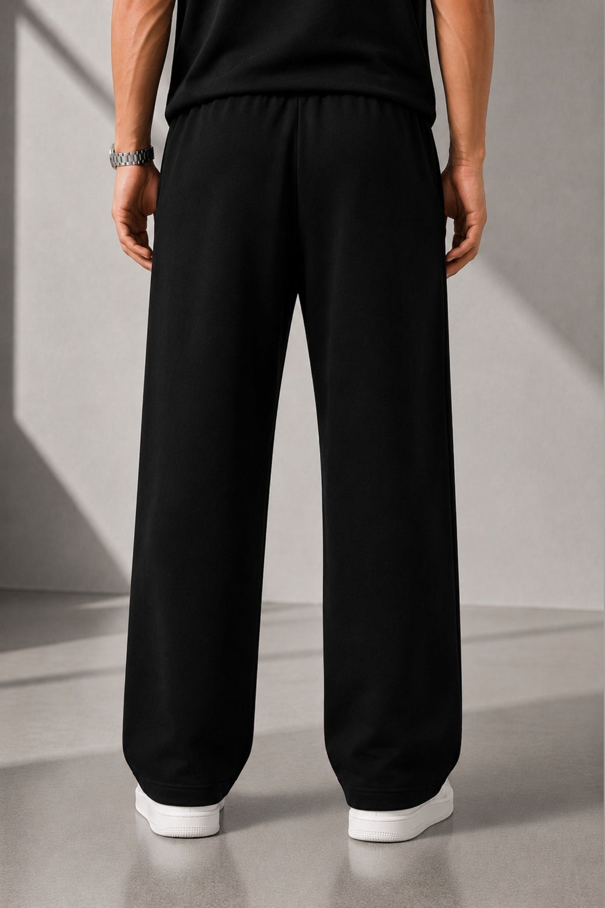 Elevate Black Straight Fit Cotton Jogger