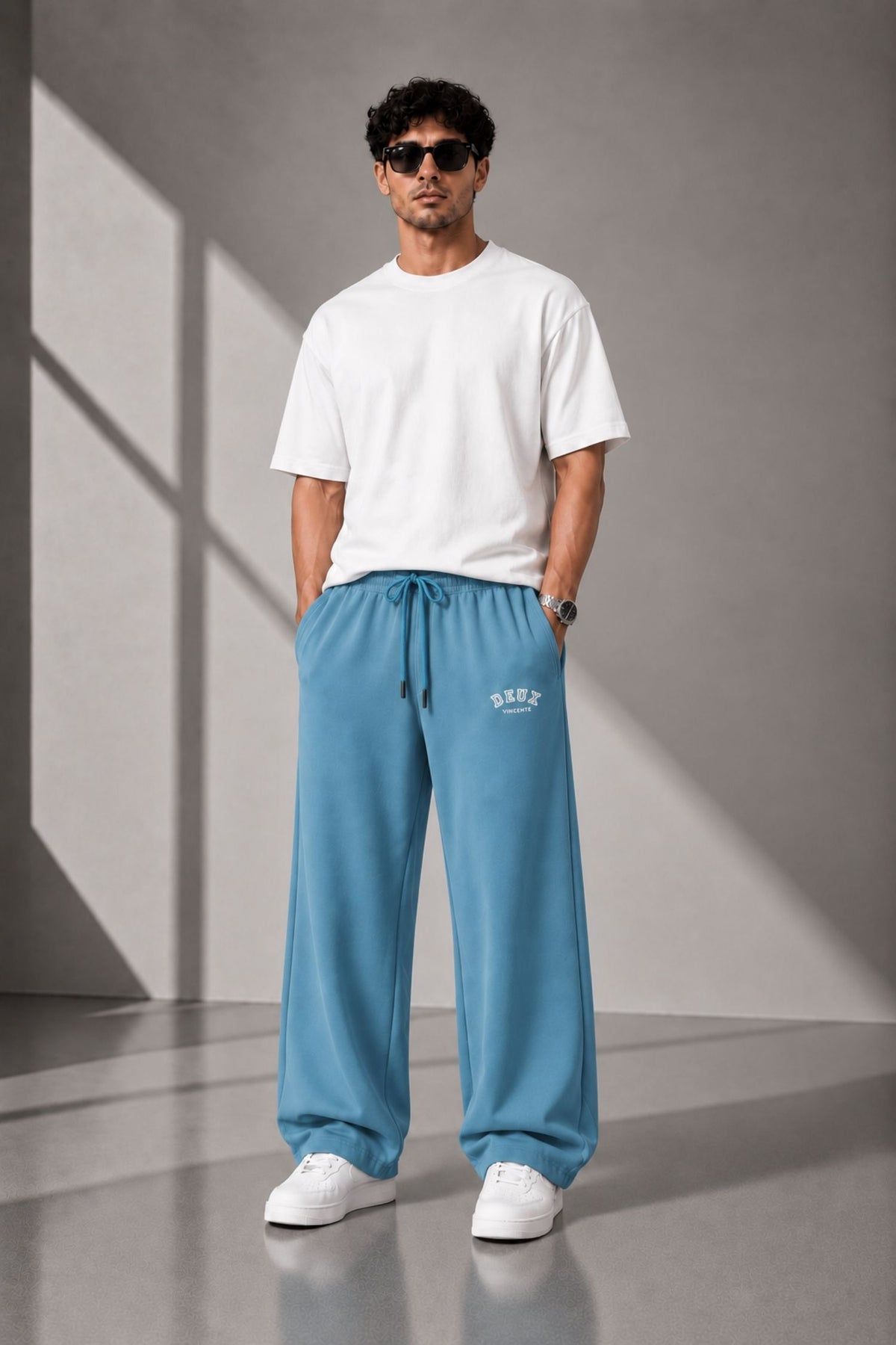 DV Classic Sea Blue Straight Fit Cotton Jogger