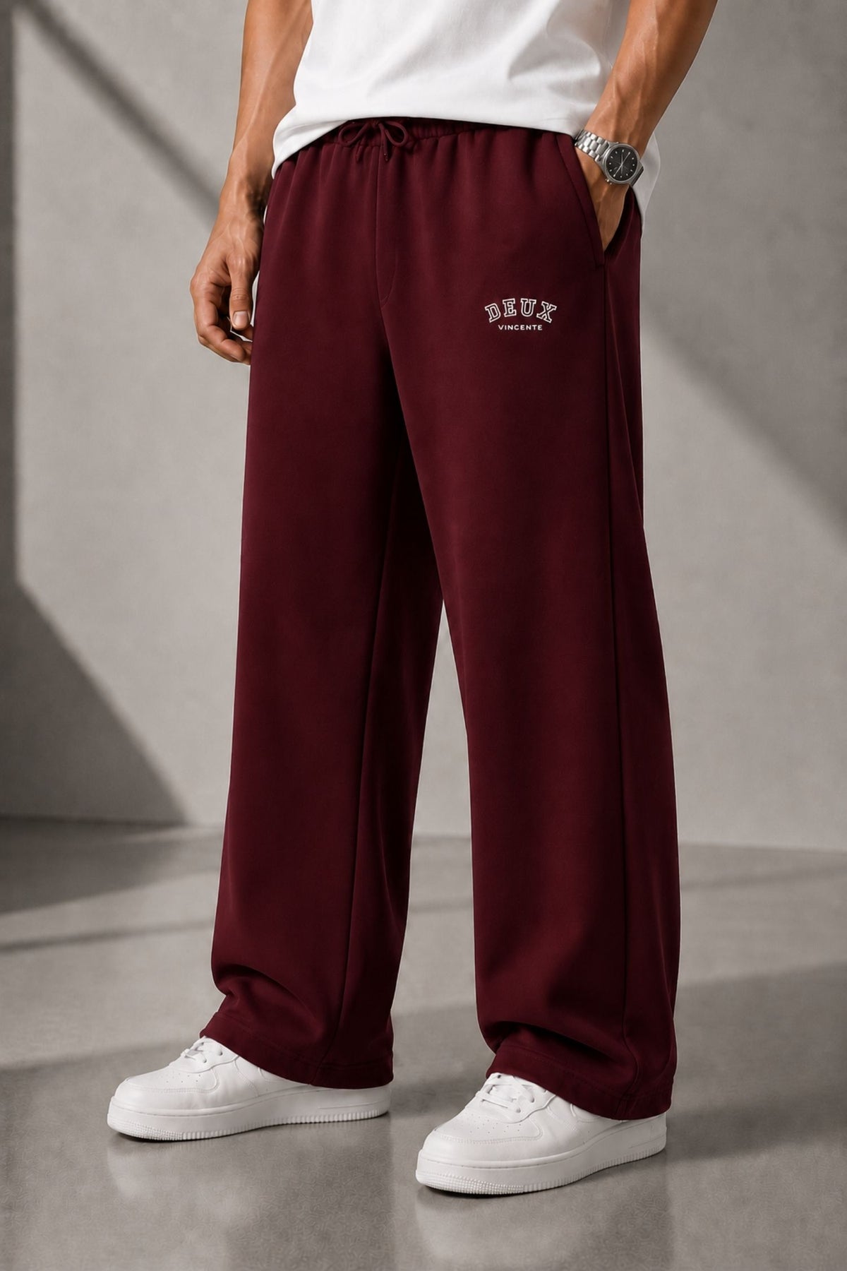 DV Classic Maroon Straight Fit Cotton Jogger