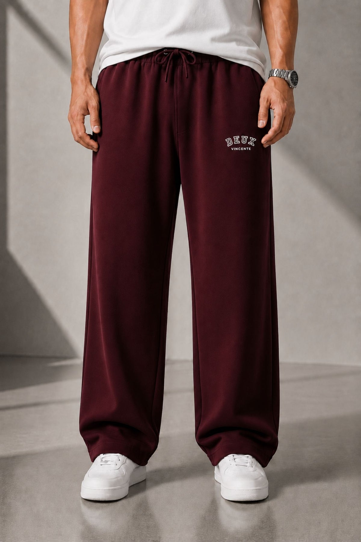 DV Classic Maroon Straight Fit Cotton Jogger