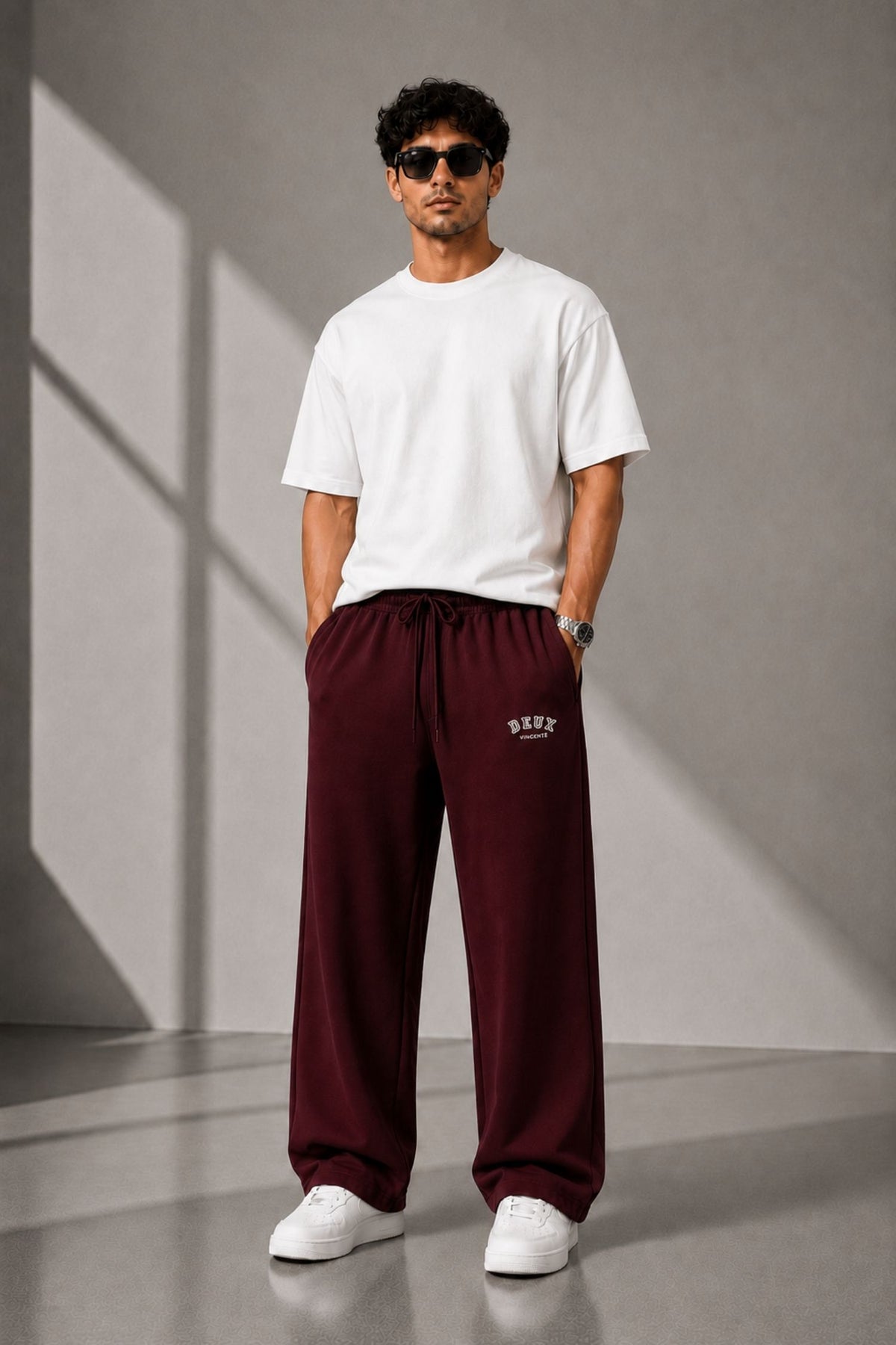 DV Classic Maroon Straight Fit Cotton Jogger