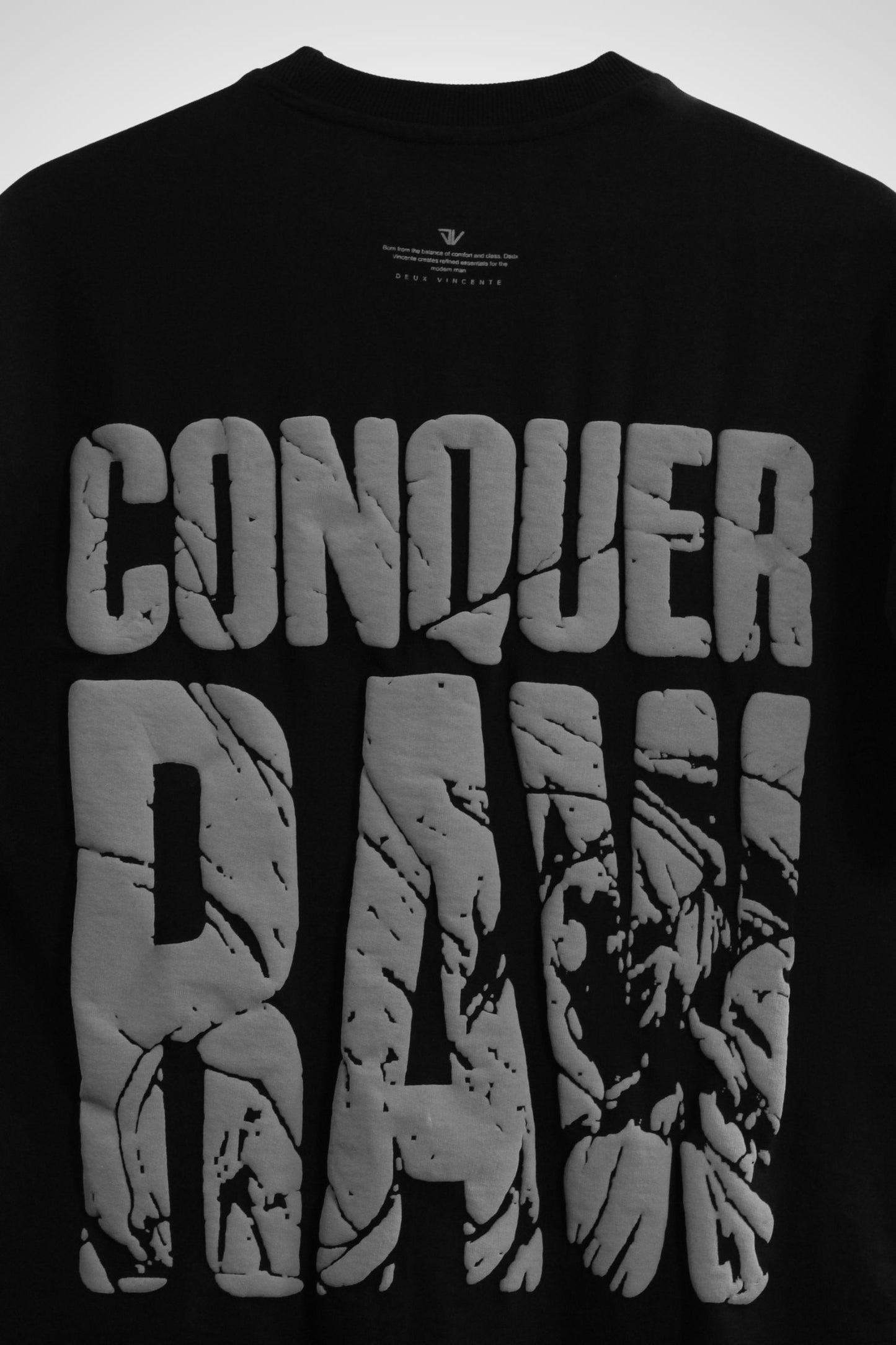 Conquer Raw Puff Print Oversized T-Shirt