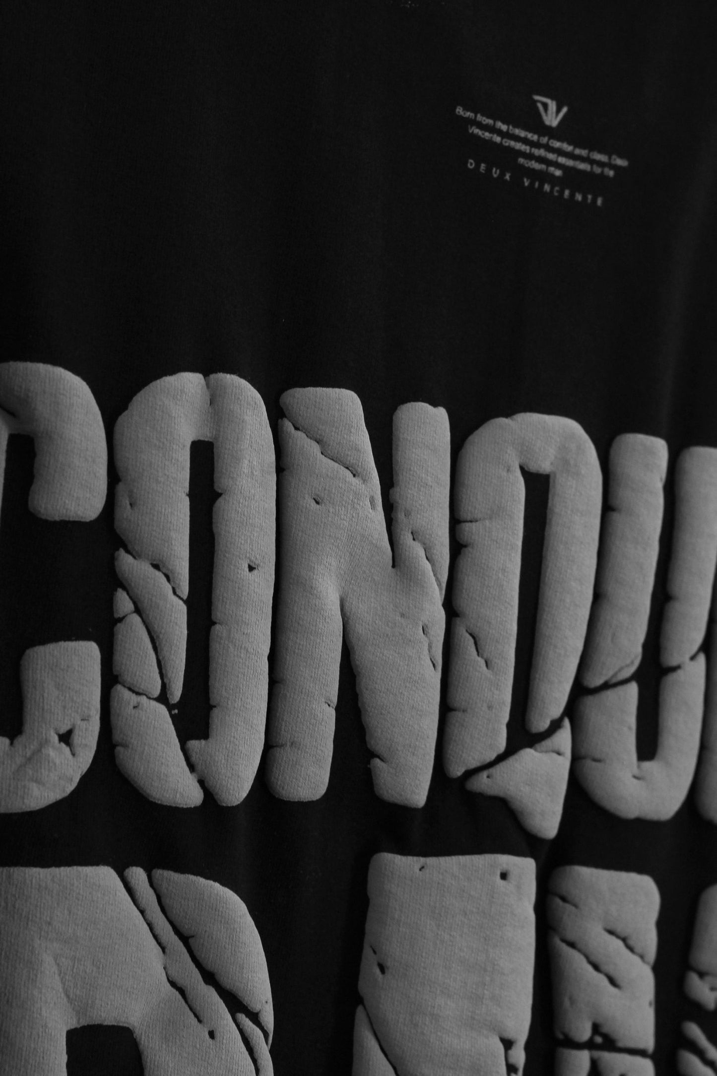 Conquer Raw Puff Print Oversized T-Shirt