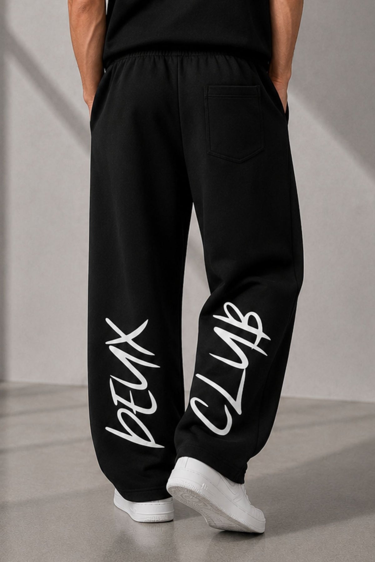 Deux Club Black Straight Fit Cotton Jogger