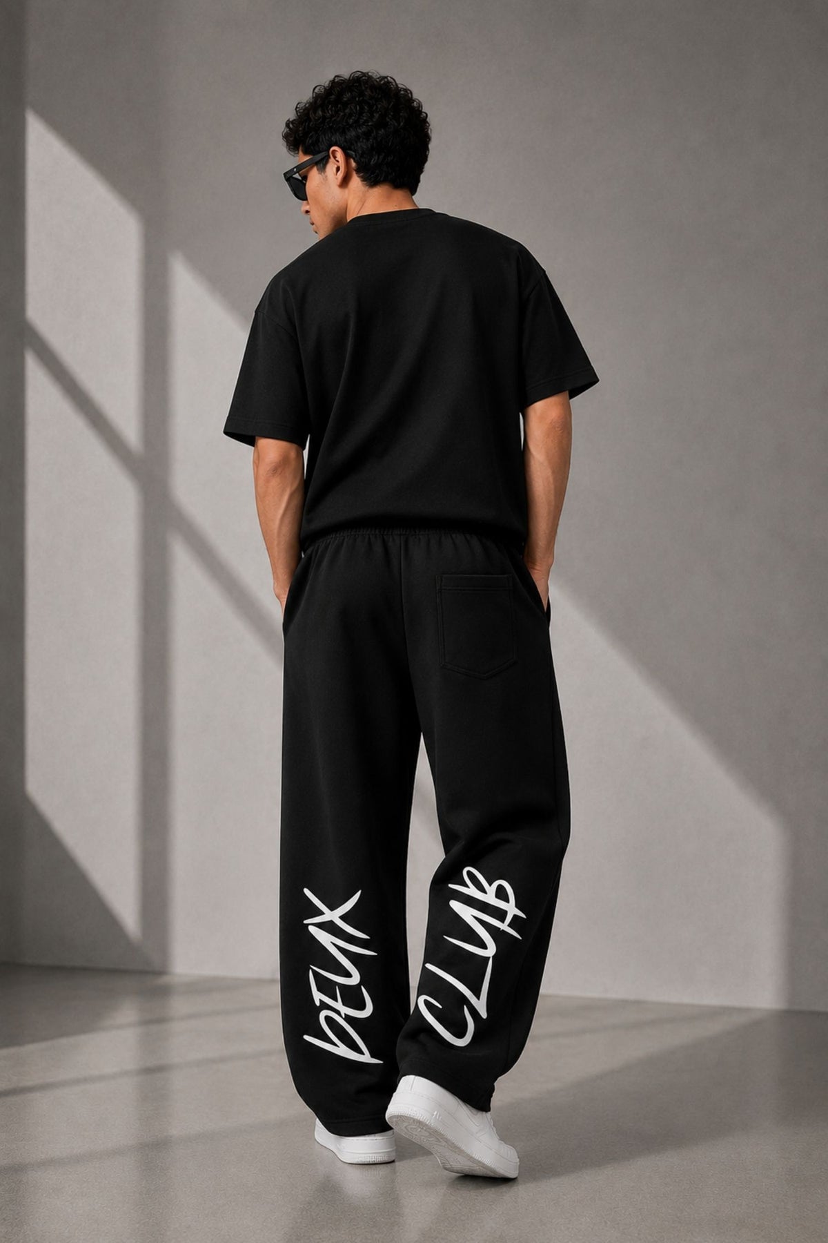 Deux Club Black Straight Fit Cotton Jogger