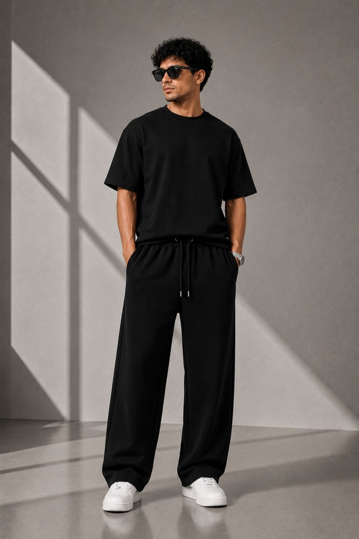 Deux Club Black Straight Fit Cotton Jogger
