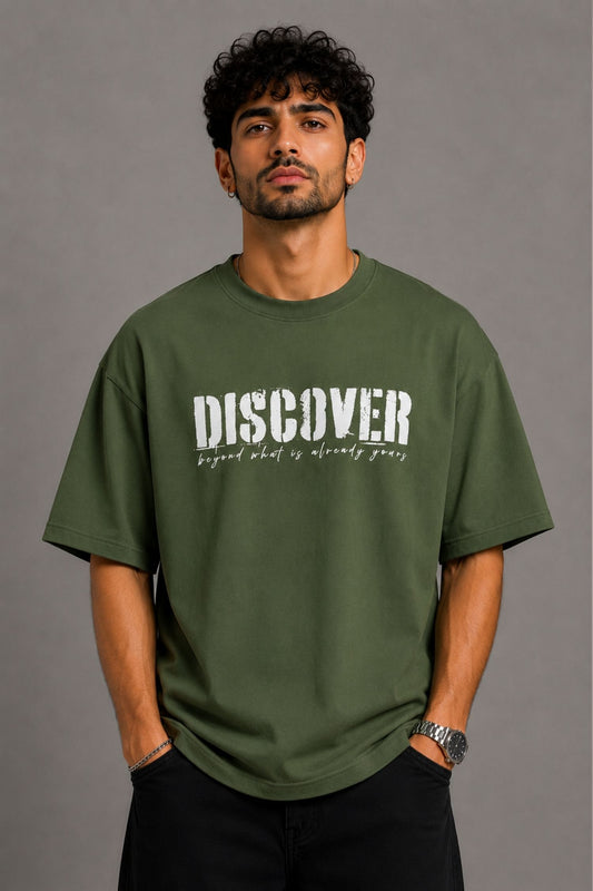 Discover Army Green Oversized T-Shirt