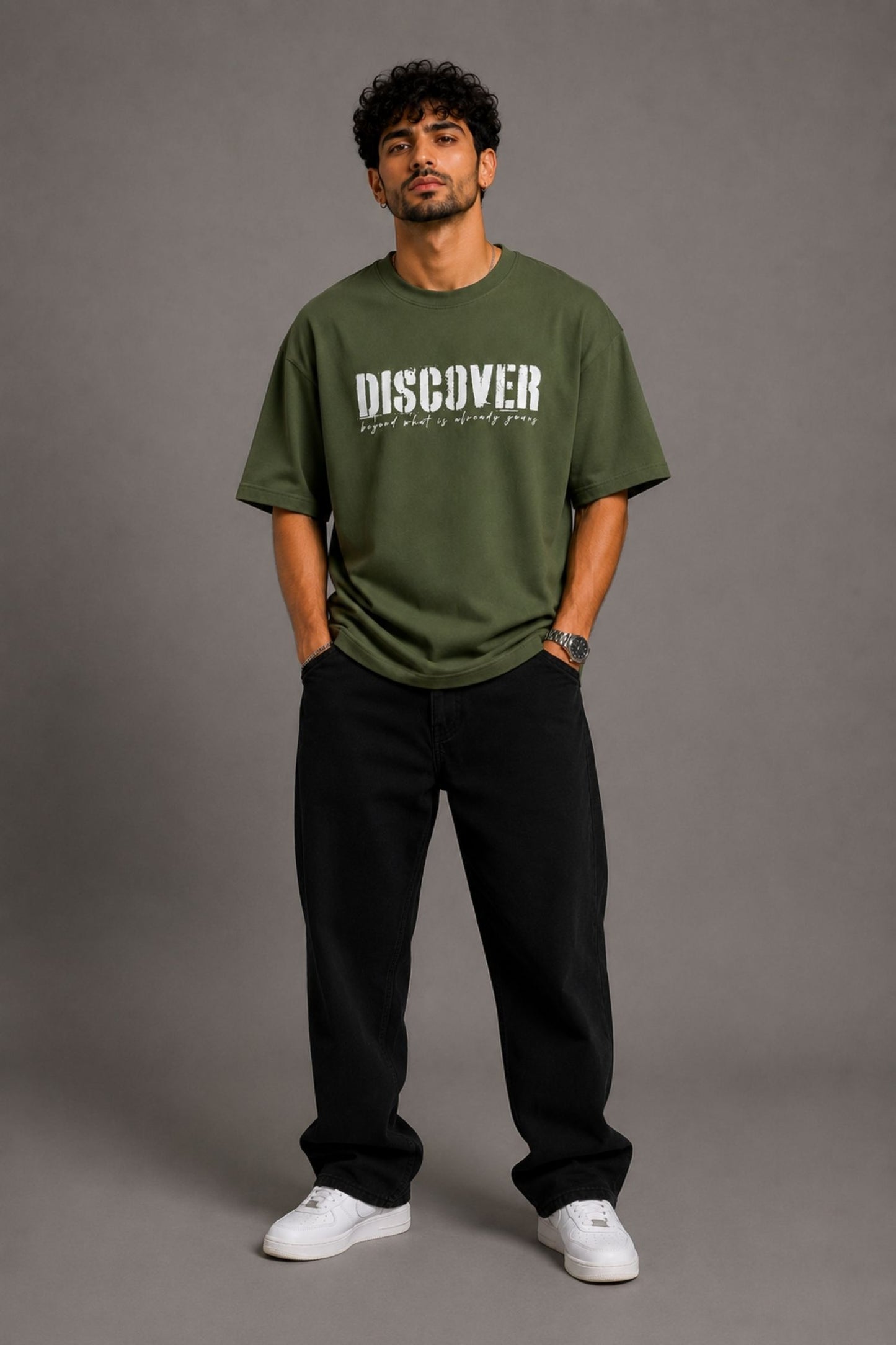 Discover Army Green Oversized T-Shirt
