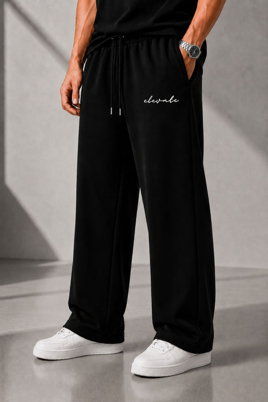 Elevate Black Straight Fit Cotton Jogger