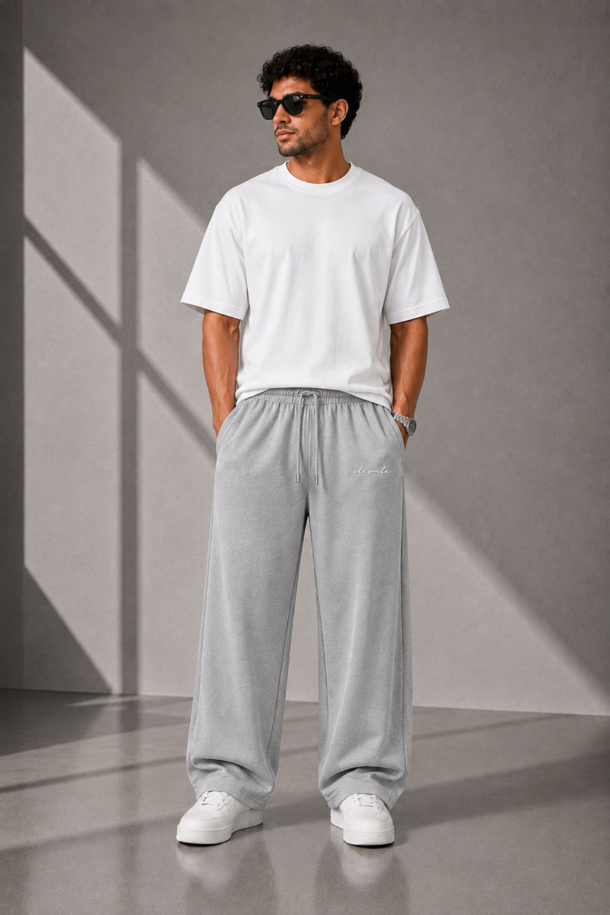 Elevate Grey Straight Fit Cotton Jogger