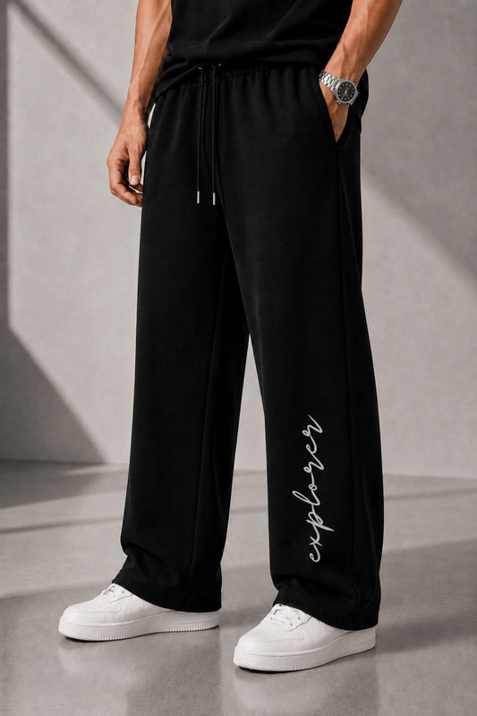 Explorer Black Straight Fit Cotton Jogger