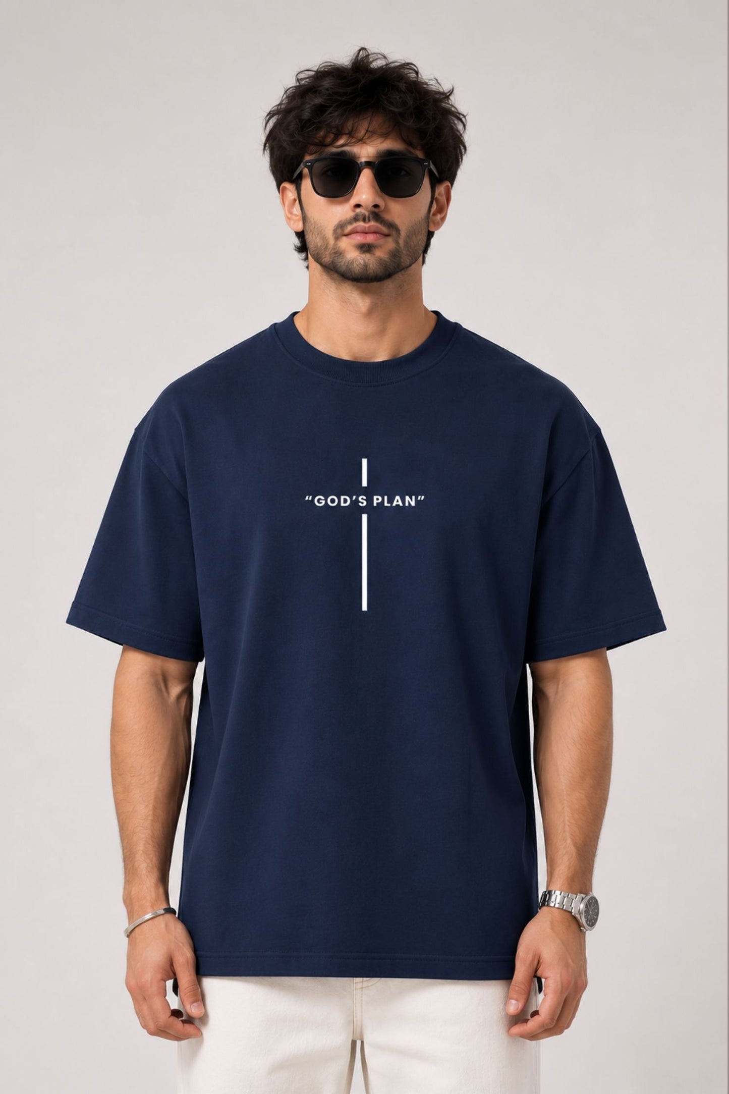 God's Plan Navy Oversized T-Shirt