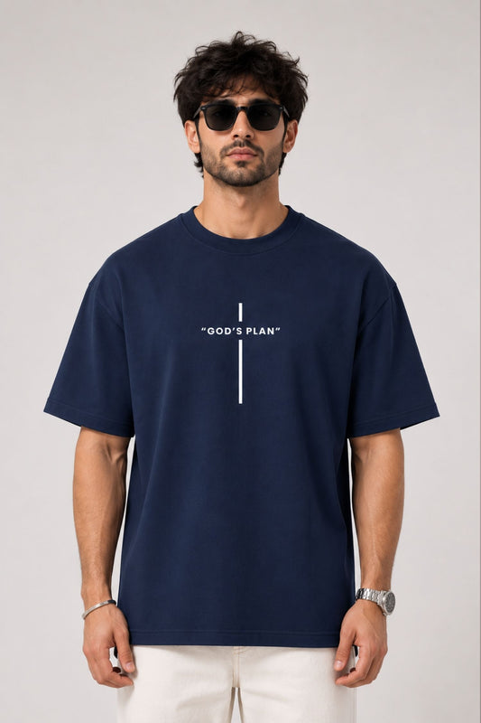 God's Plan Navy Oversized T-Shirt