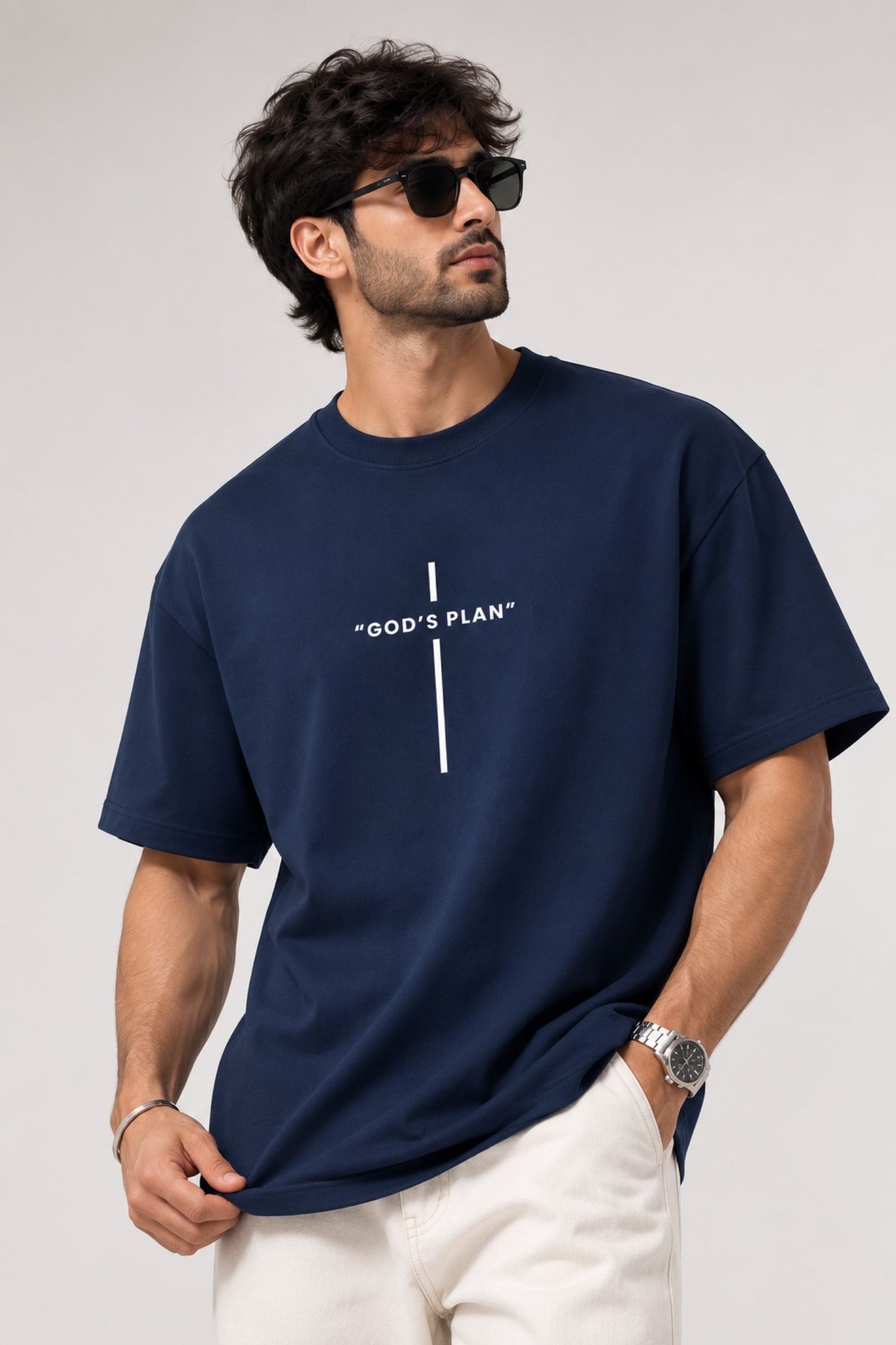 God's Plan Navy Oversized T-Shirt