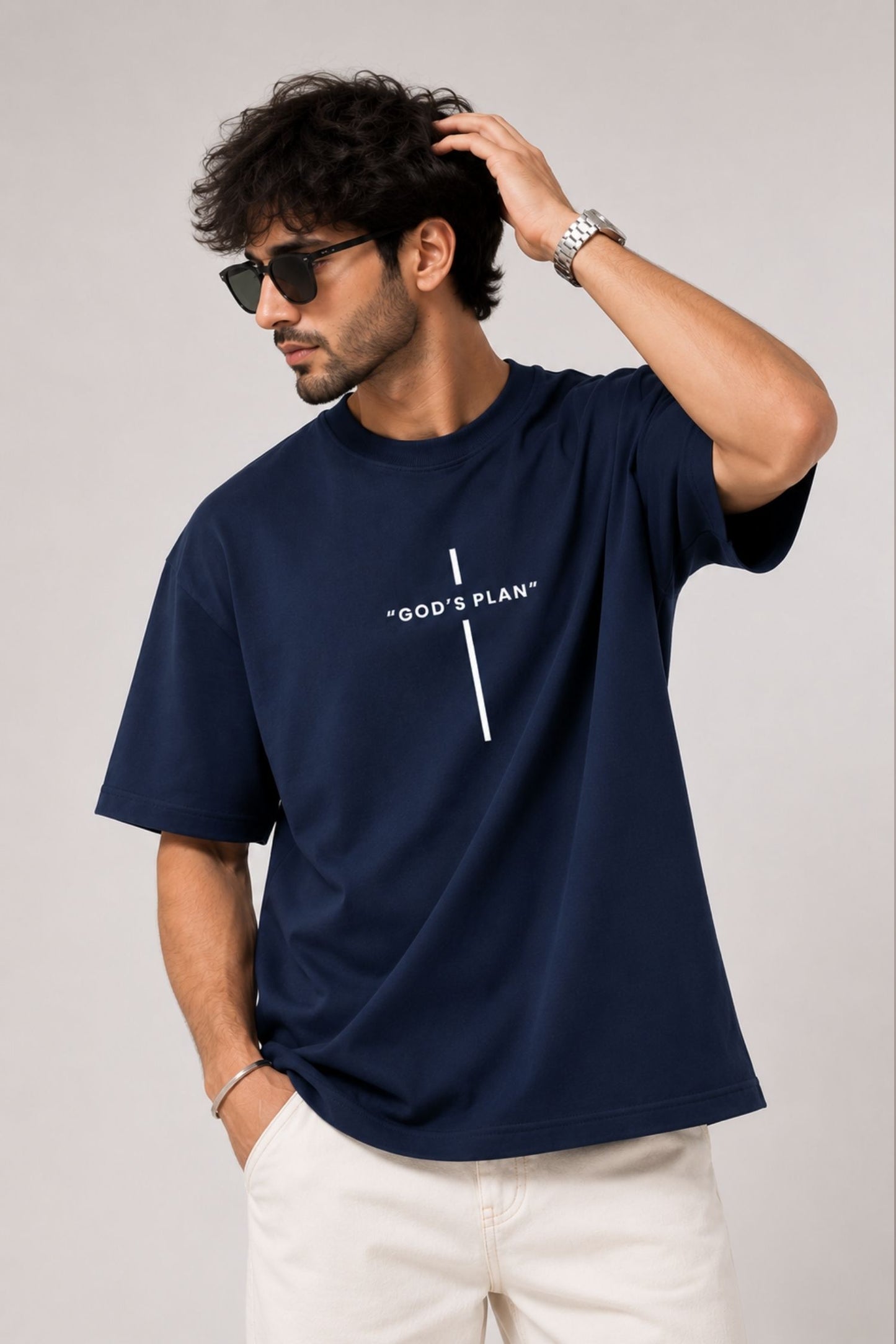 God's Plan Navy Oversized T-Shirt