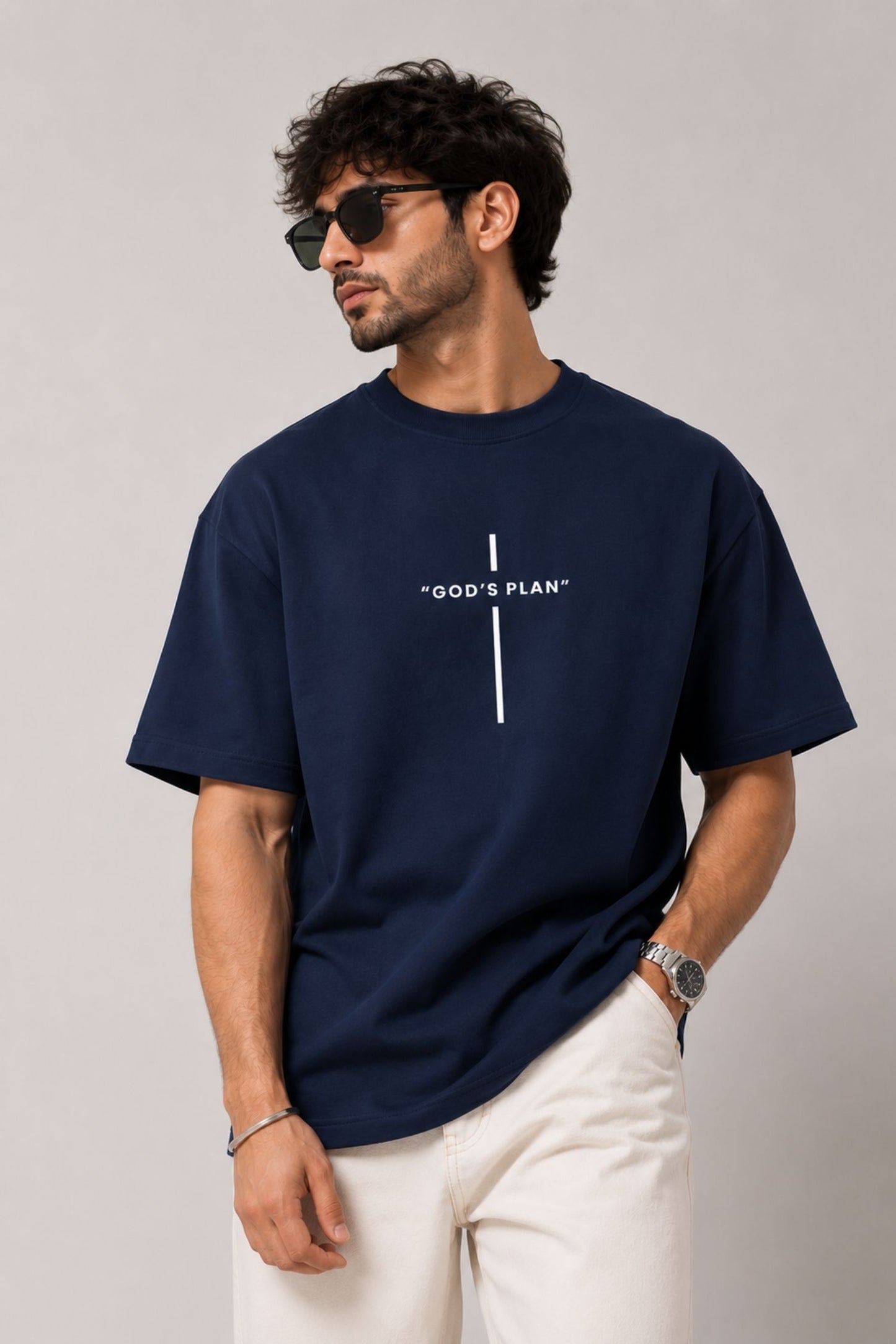 God's Plan Navy Oversized T-Shirt