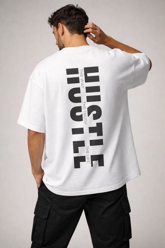 Hustle White Premium Oversized T-Shirt