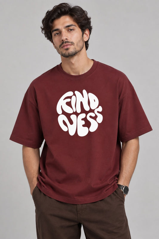Kindness Maroon Premium Oversized T-Shirt
