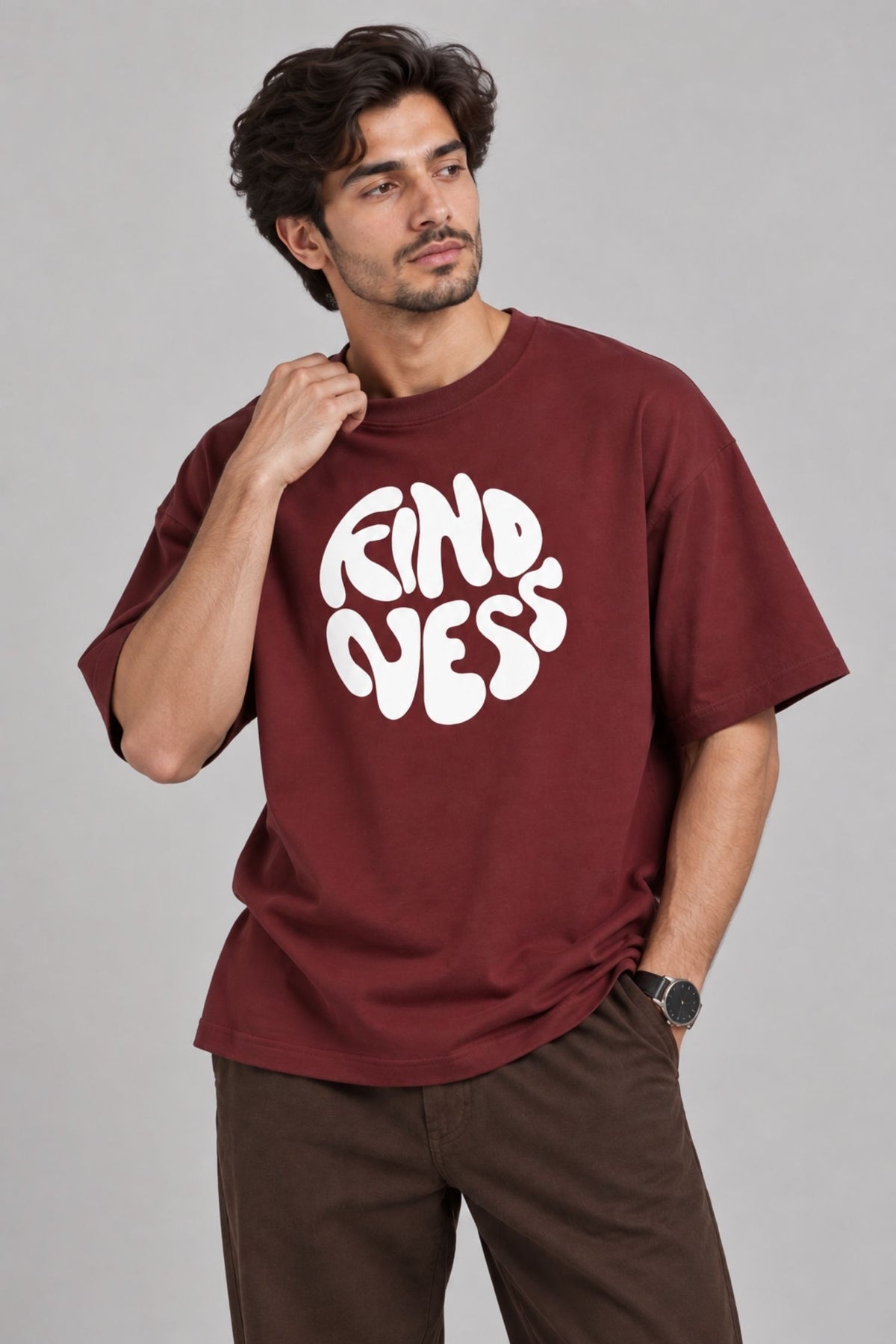 Kindness Maroon Premium Oversized T-Shirt