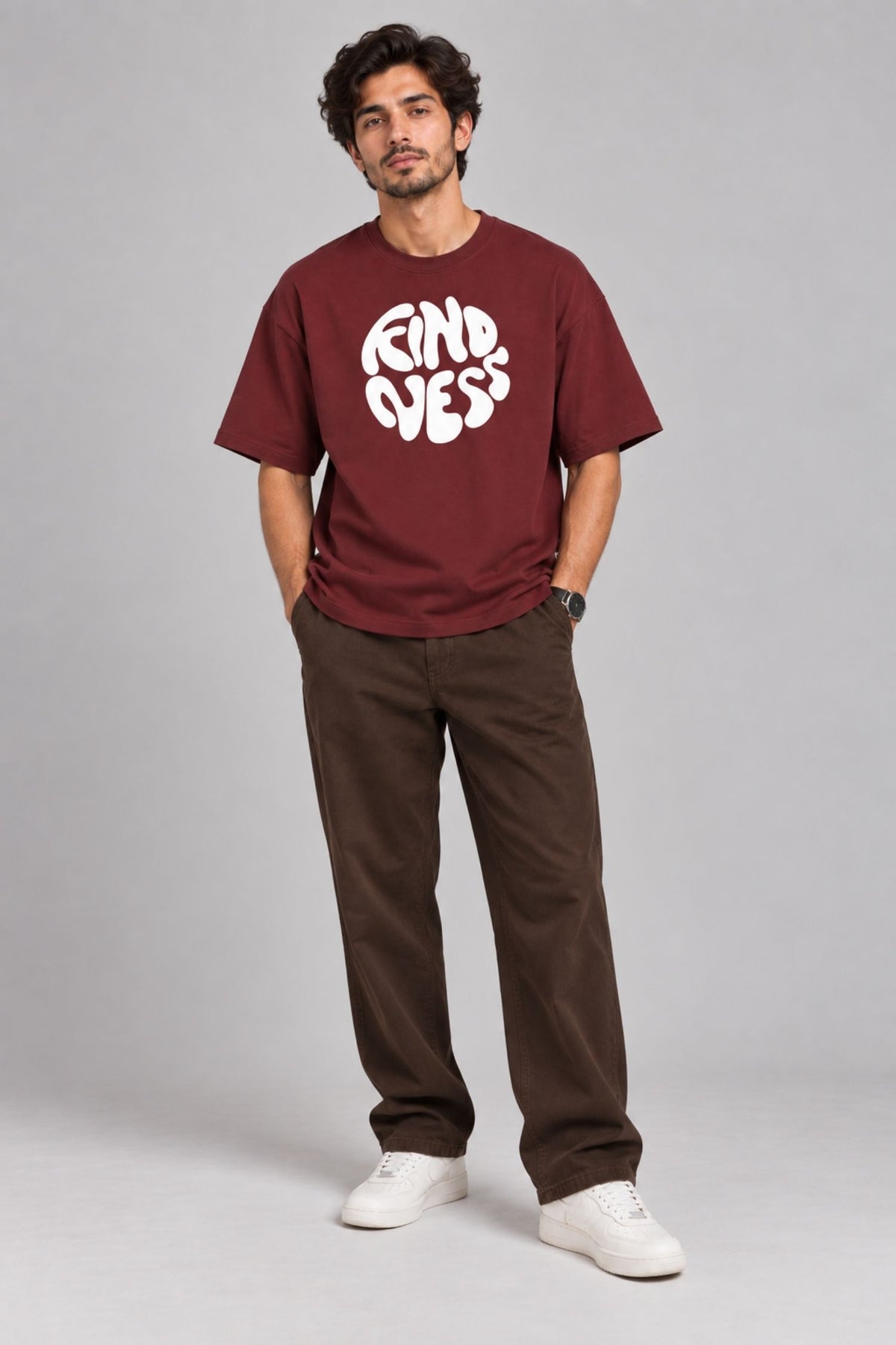 Kindness Maroon Premium Oversized T-Shirt