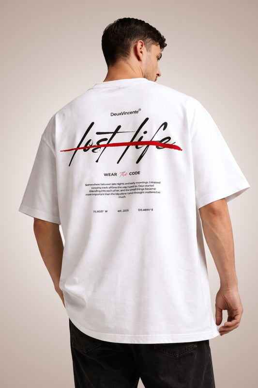 Lost Life White Premium Oversized T-Shirt