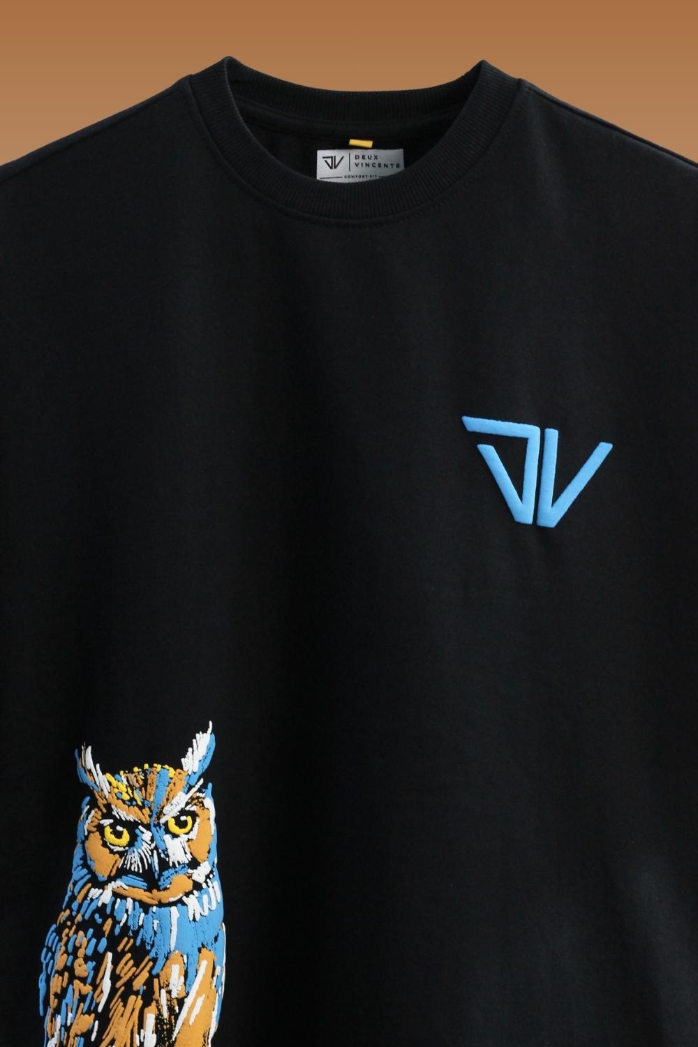 Lucky Owl Puff Printed Oversized T-Shirt