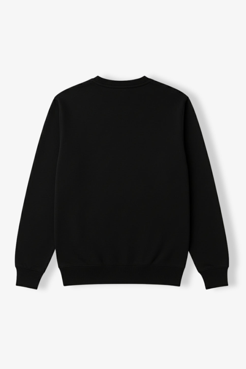 Flat lay of black sweatshirt from back side