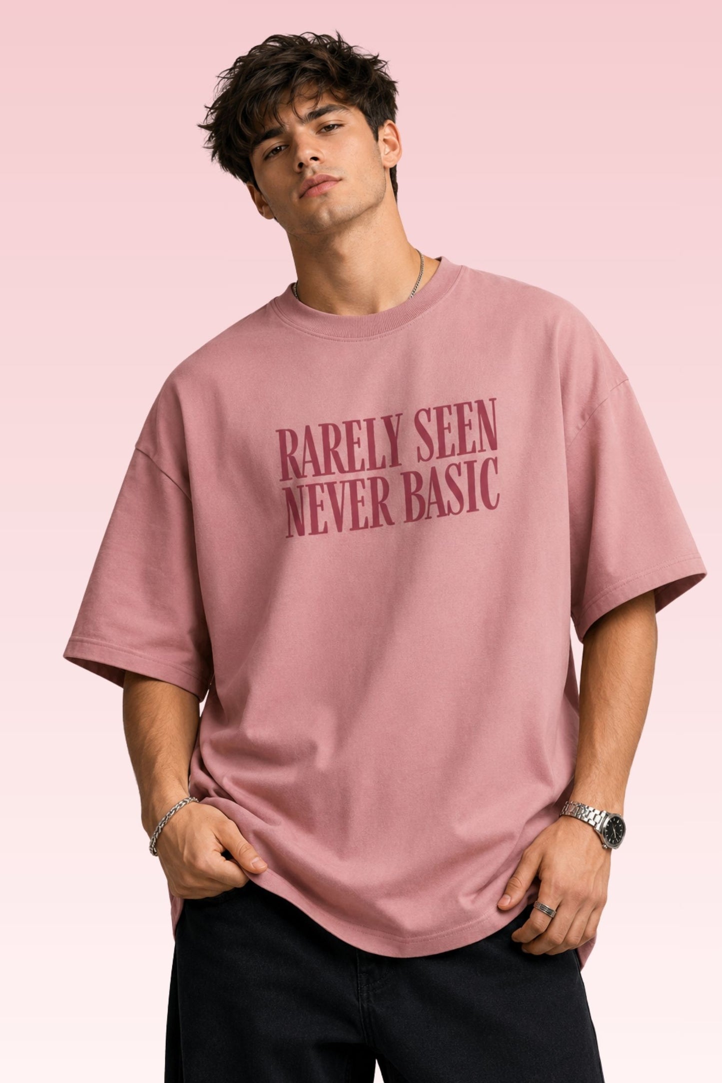 Never Basic Rose Pink Oversized T-Shirt