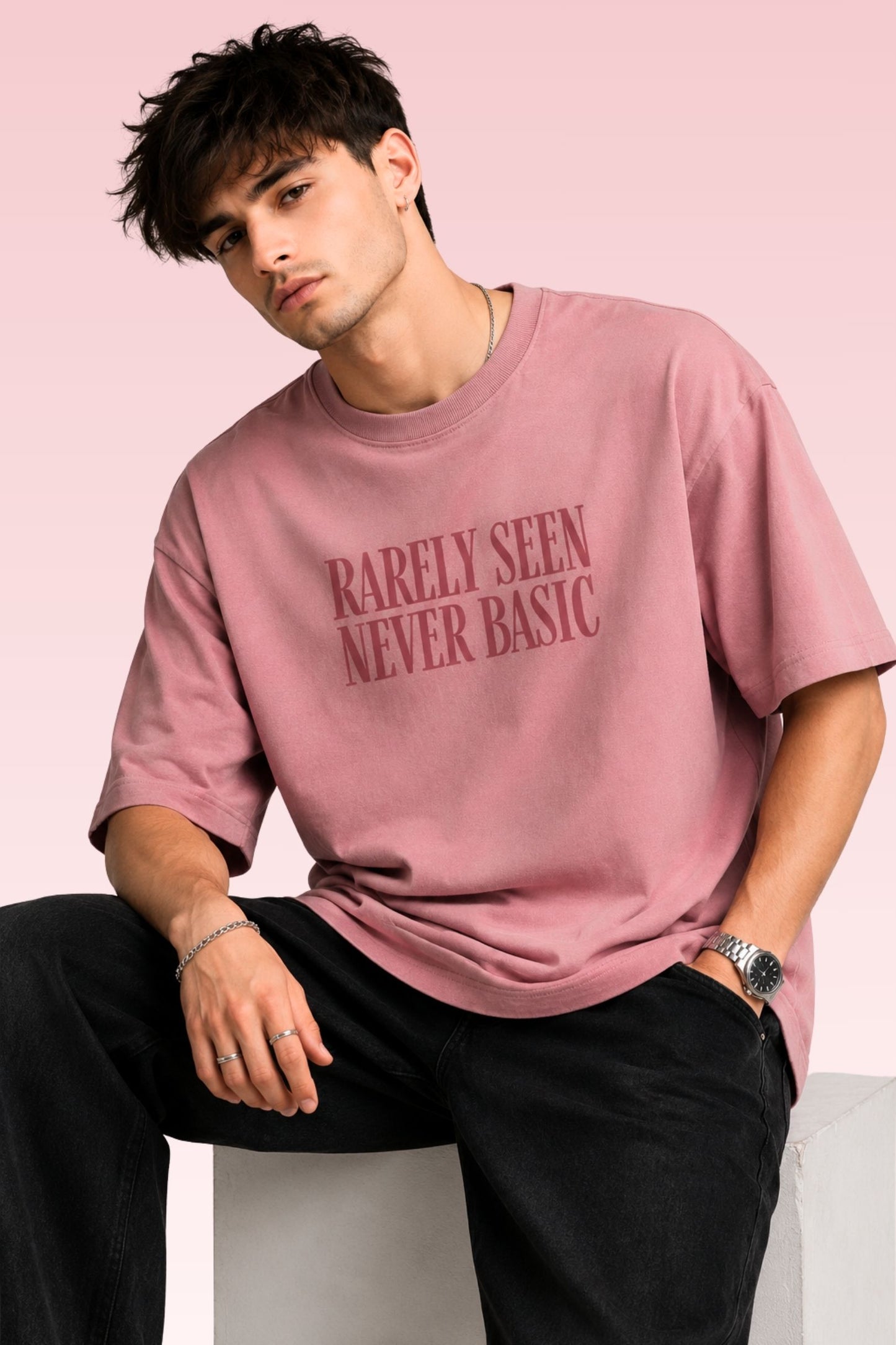 Never Basic Rose Pink Oversized T-Shirt