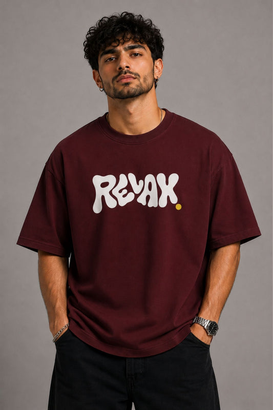 Relax Maroon Premium Oversized T-Shirt