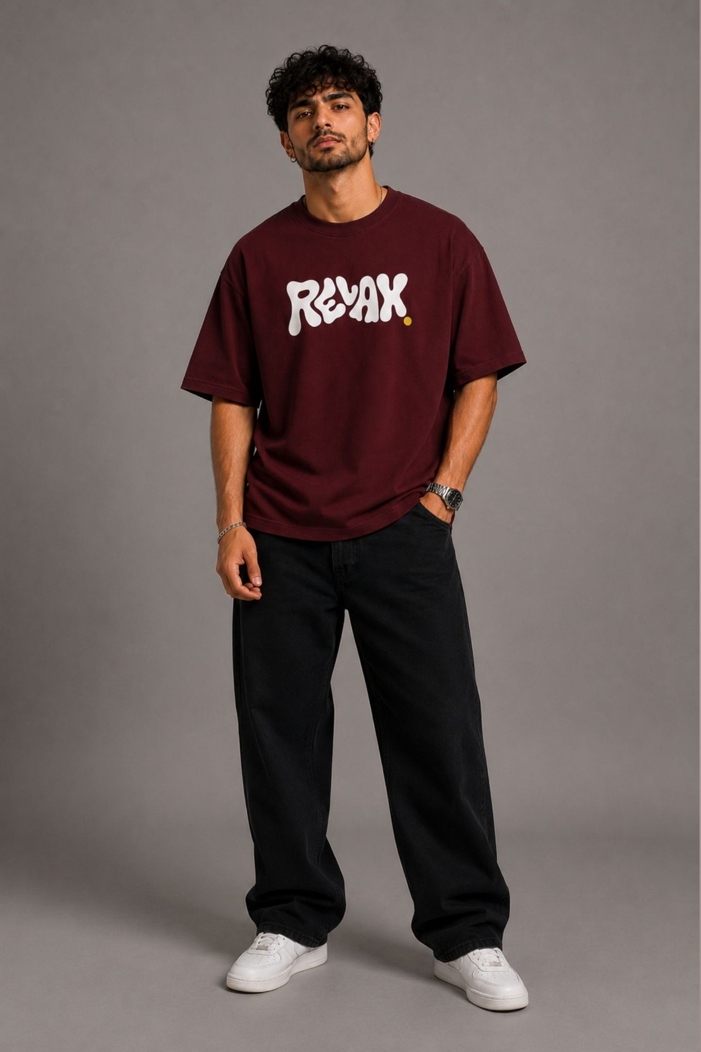 Relax Maroon Premium Oversized T-Shirt
