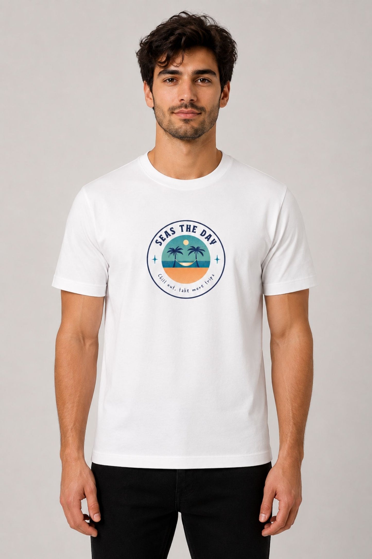 Seas The Day White Regular Fit T-shirt