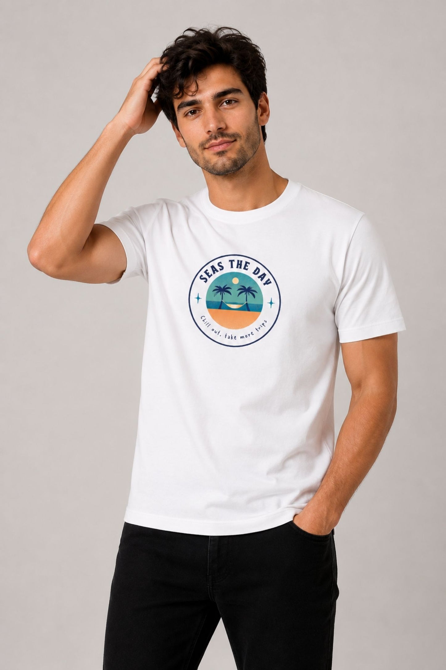 Seas The Day White Regular Fit T-shirt