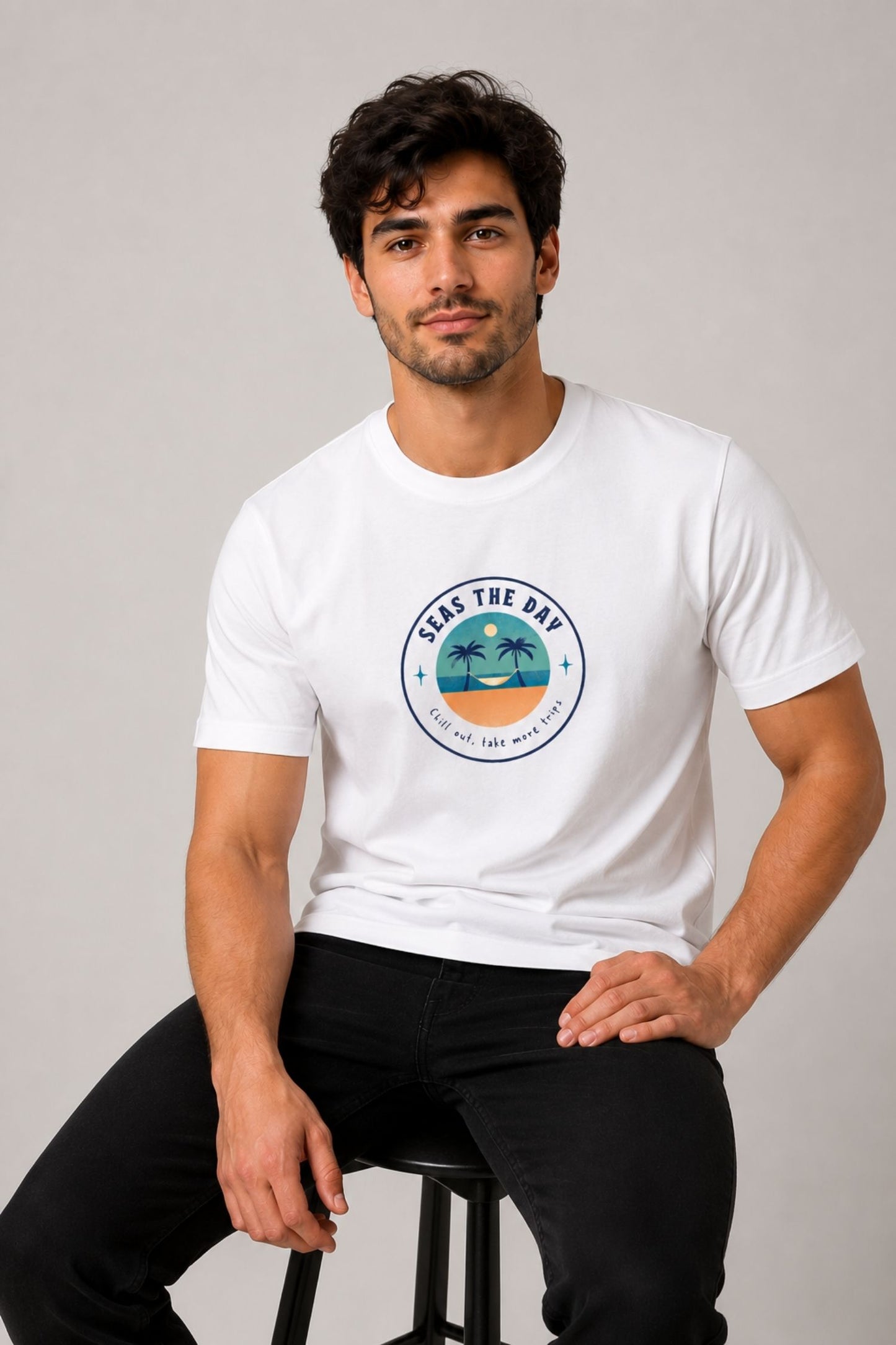 Seas The Day White Regular Fit T-shirt