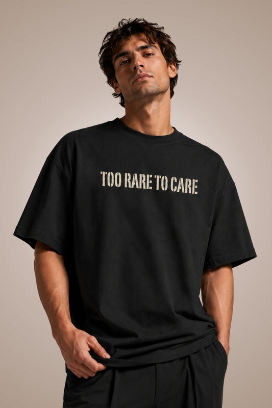 Too Rare To Care Black Oversized T-Shirt