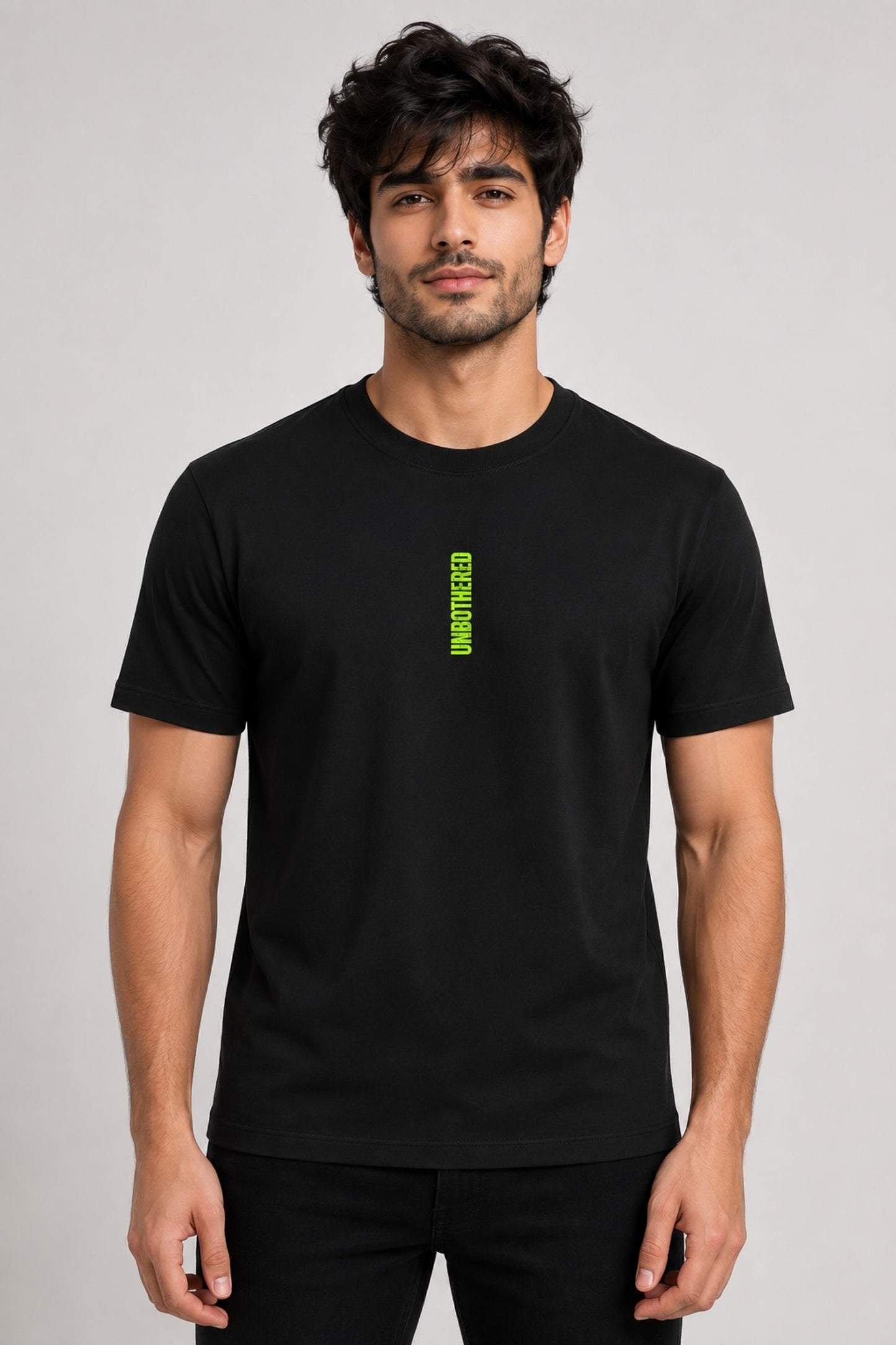 Unbothered Neon Black Regular Fit T-shirt