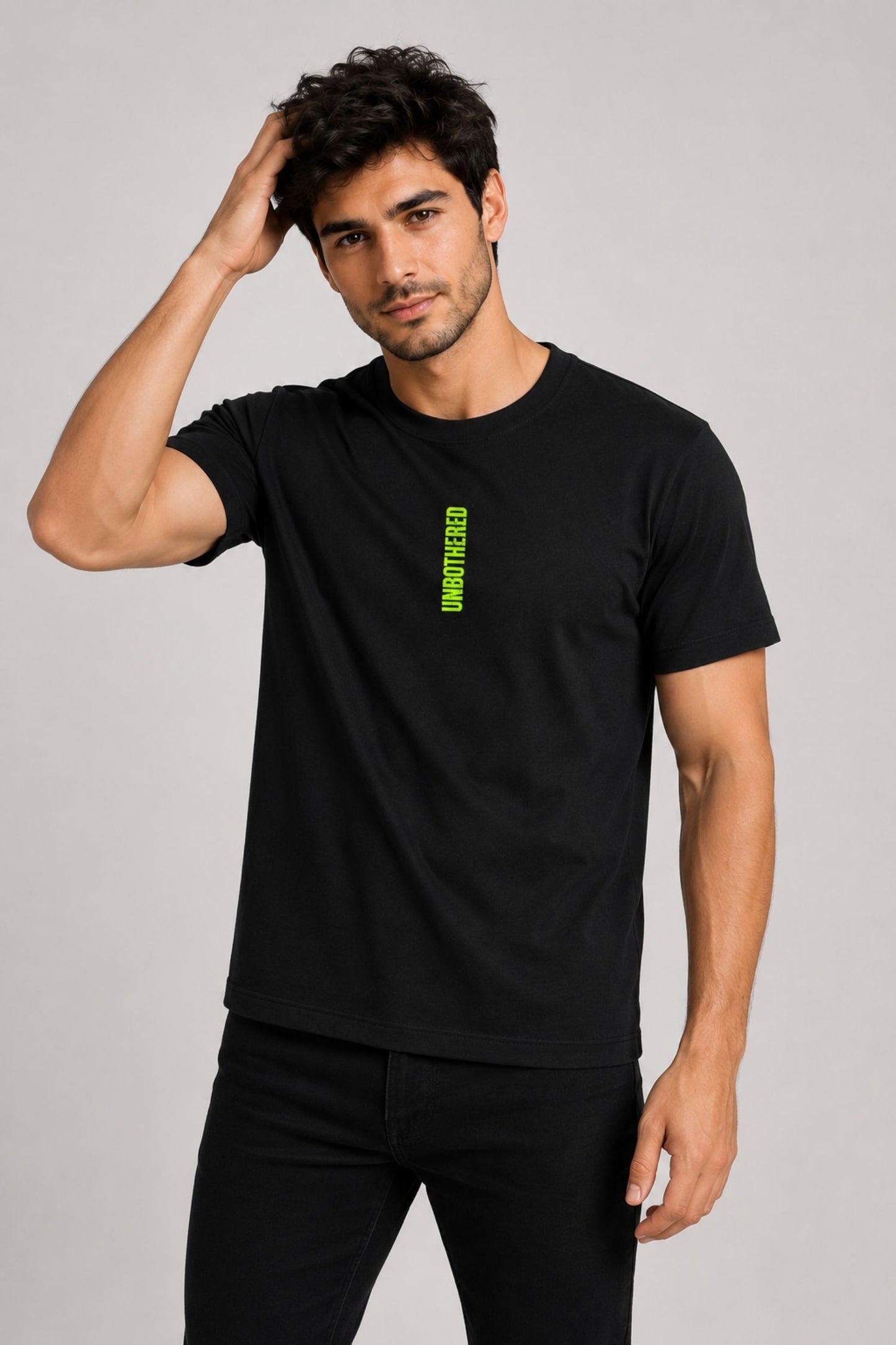 Unbothered Neon Black Regular Fit T-shirt