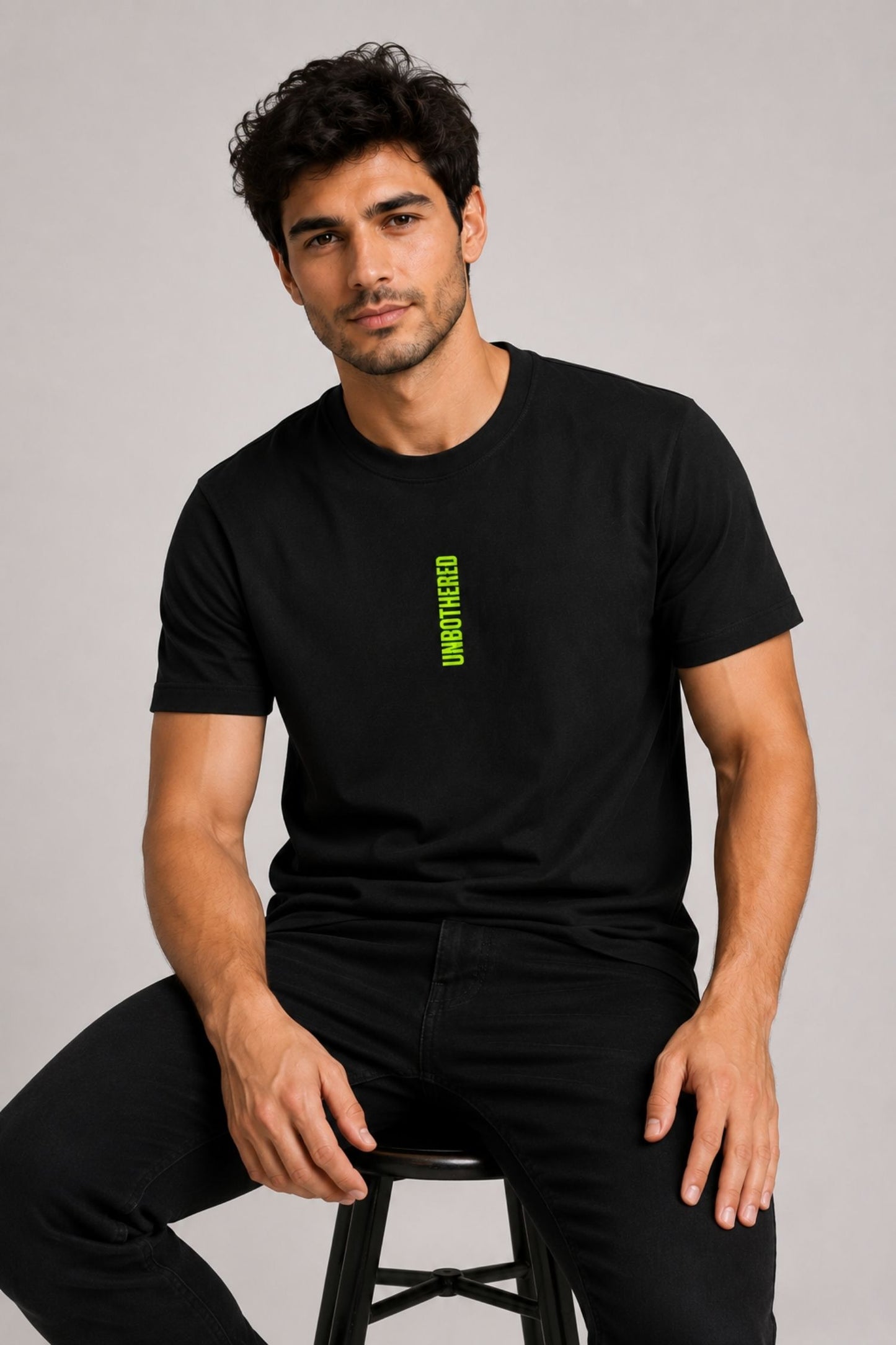 Unbothered Neon Black Regular Fit T-shirt
